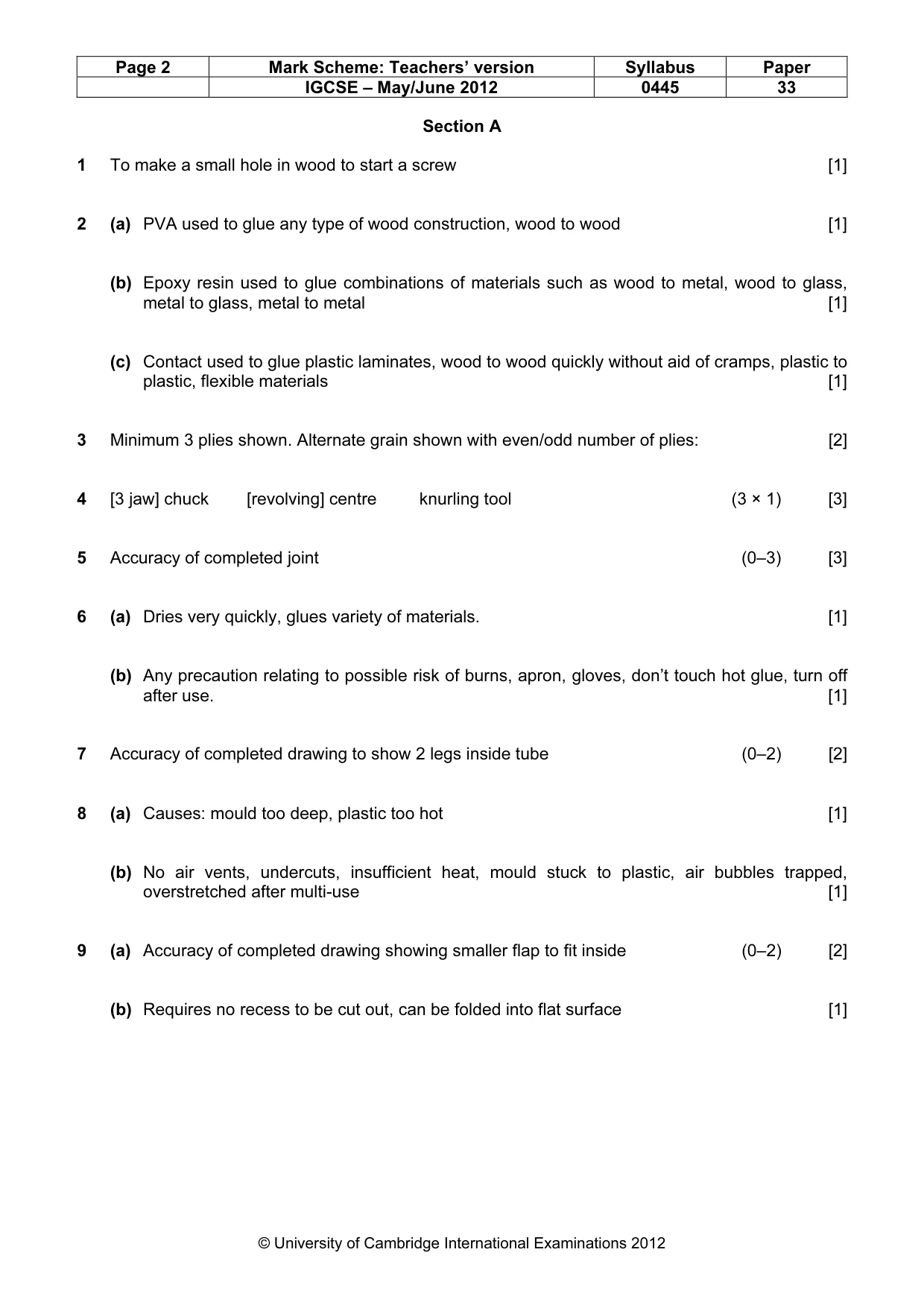Mark scheme, page 2 of 6