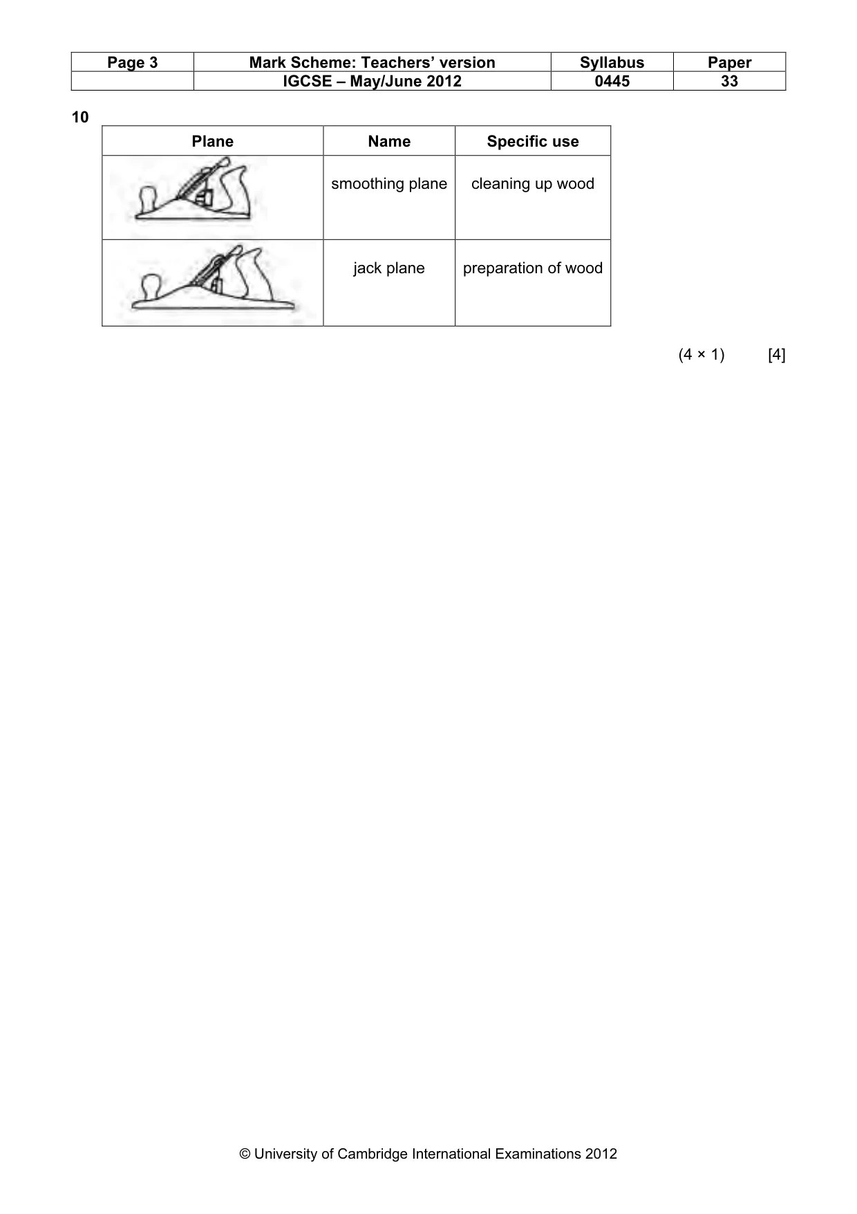 Mark scheme, page 3 of 6