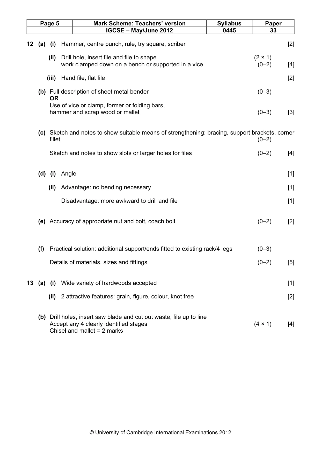 Mark scheme, page 5 of 6