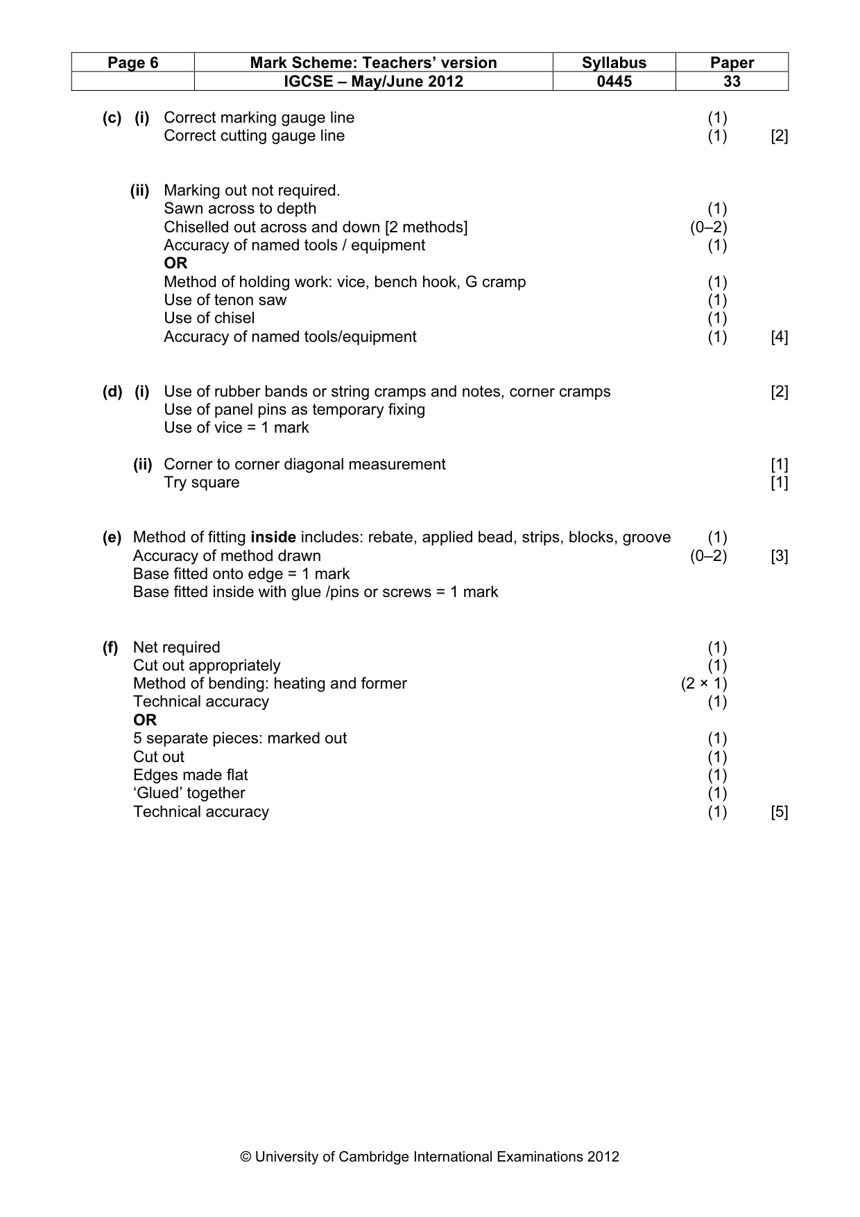 Mark scheme, page 6 of 6