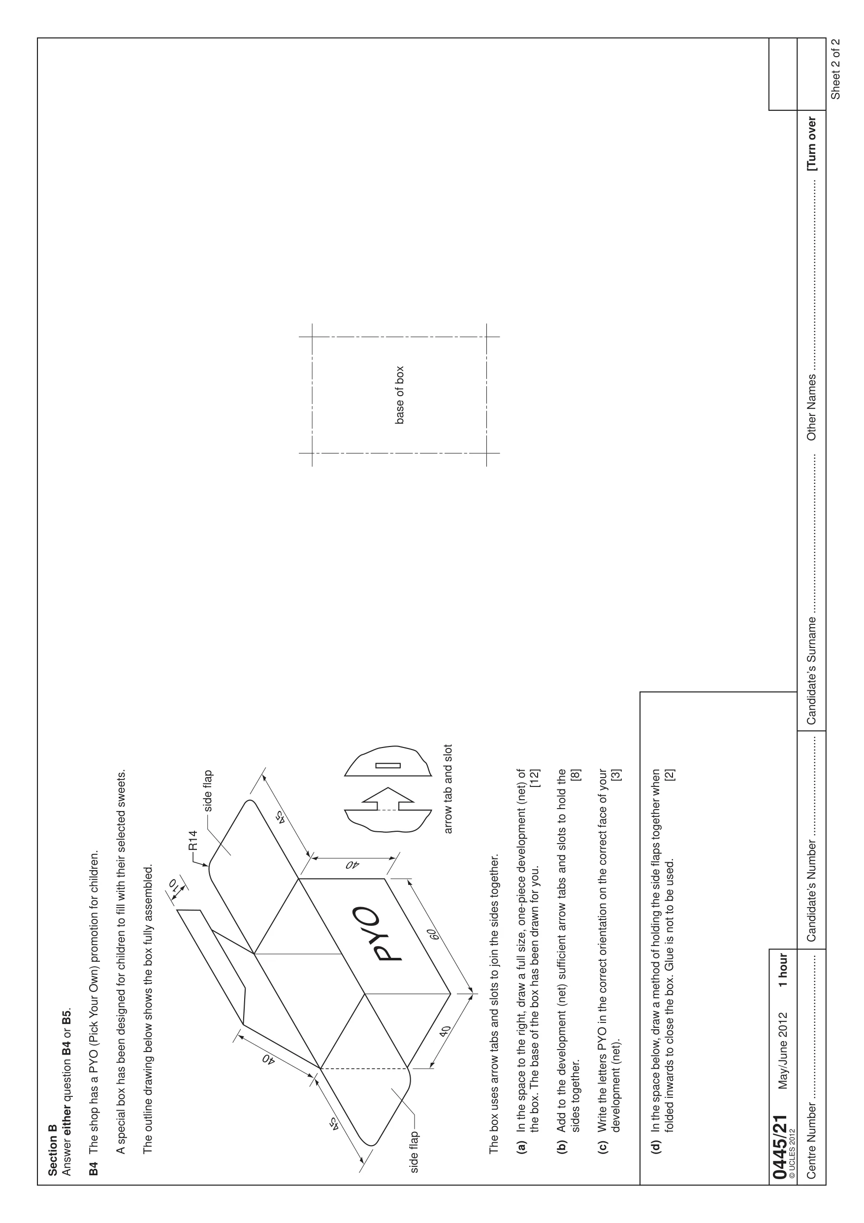 Cambridge IGCSE Design and Technology 0445 2012 May/June Paper 2 · Variant 1 question paper, page 3 of 4