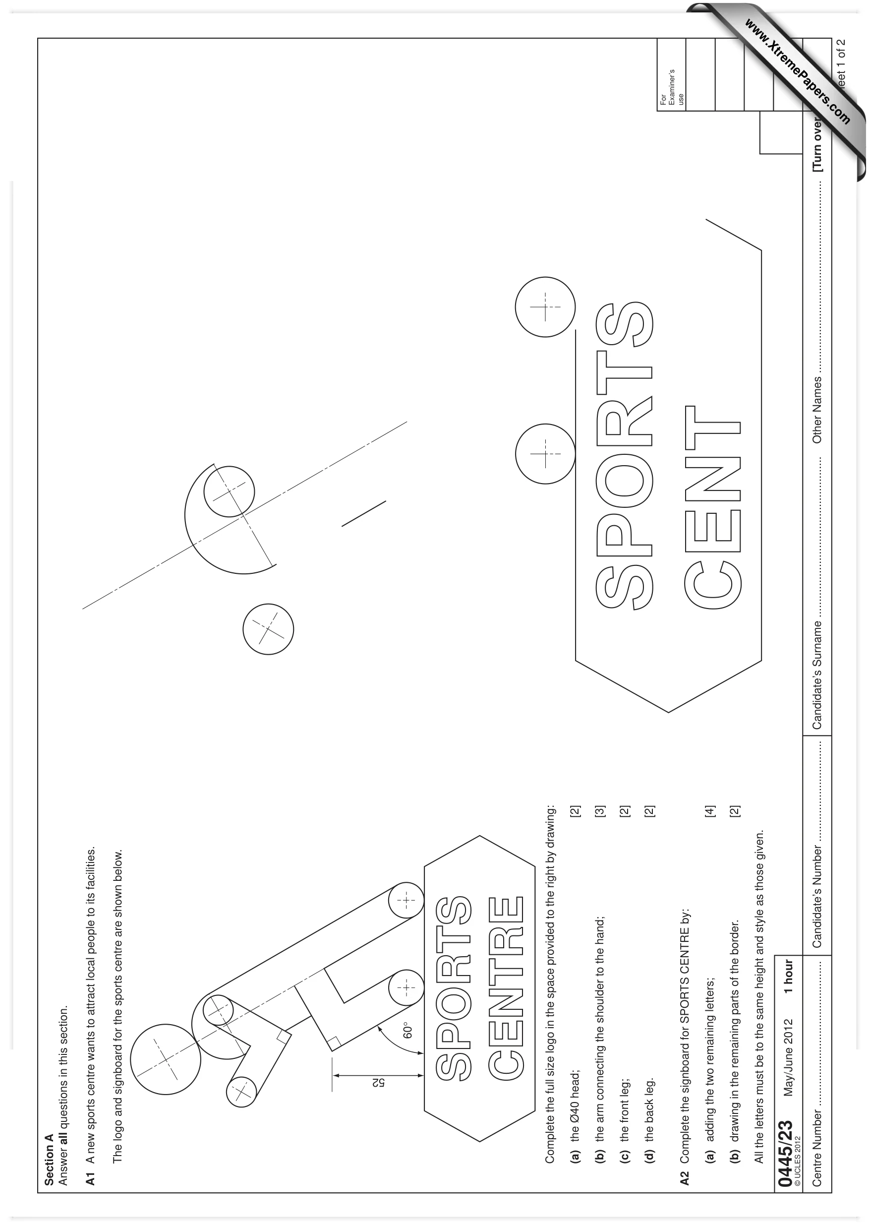 Cambridge IGCSE Design and Technology 0445 2012 May/June Paper 2 · Variant 3 question paper, page 1 of 4