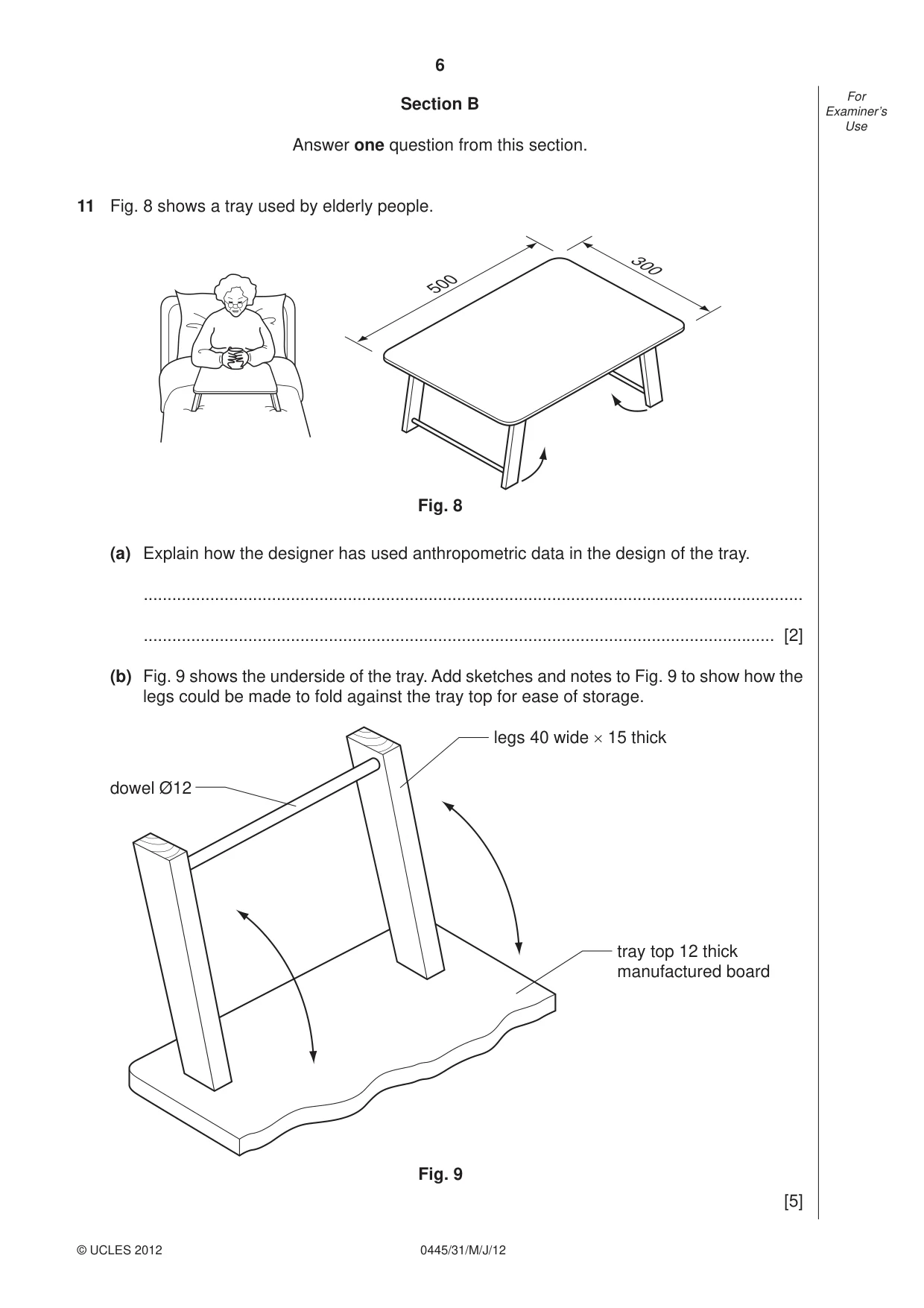Cambridge IGCSE Design and Technology 0445 2012 May/June Paper 3 · Variant 1 question paper, page 6 of 16