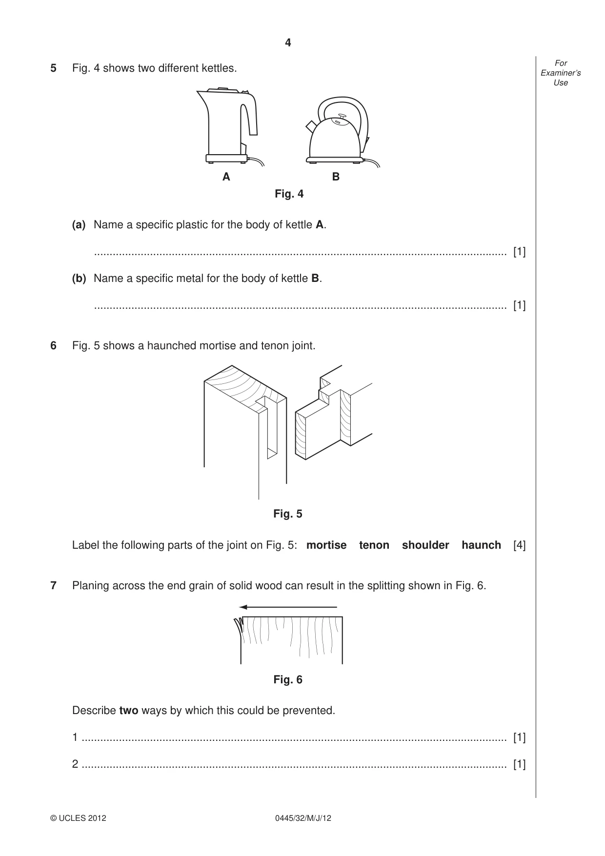 Cambridge IGCSE Design and Technology 0445 2012 May/June Paper 3 · Variant 2 question paper, page 4 of 16