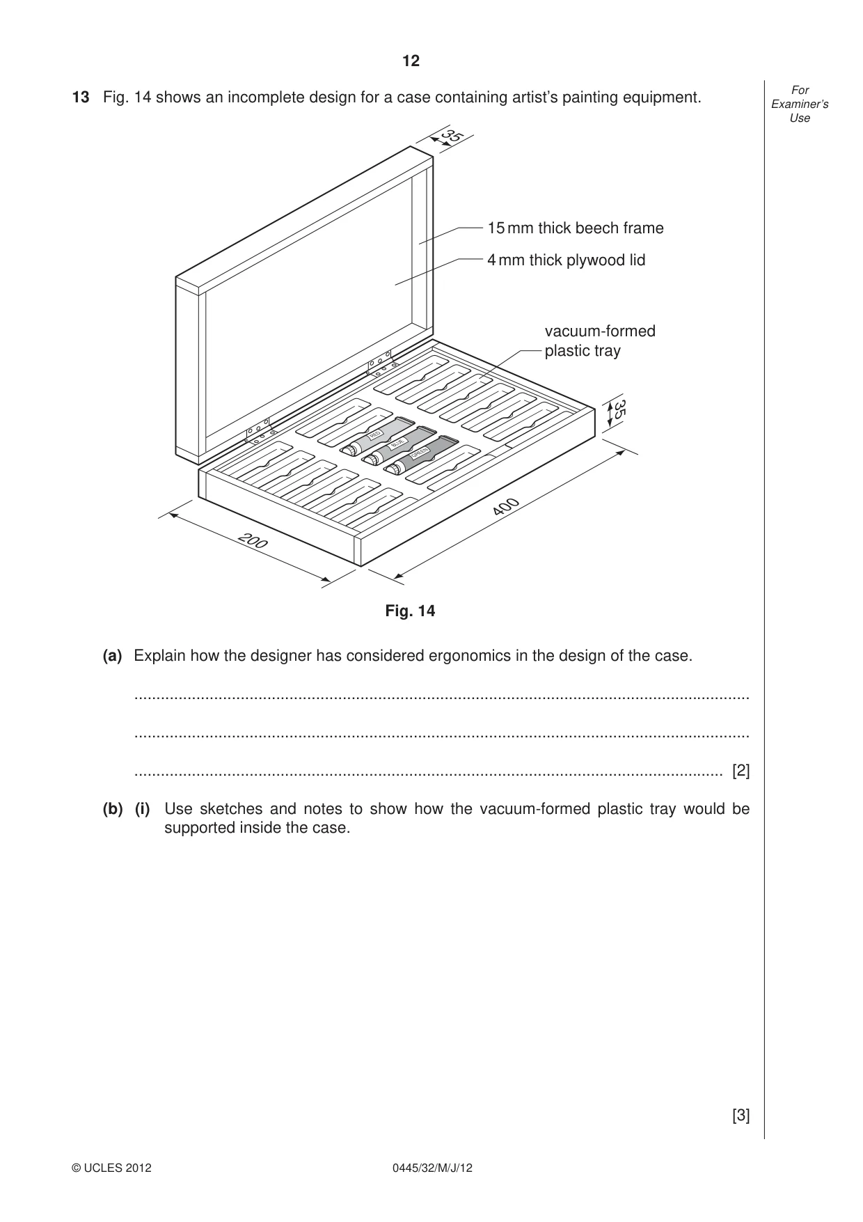 Cambridge IGCSE Design and Technology 0445 2012 May/June Paper 3 · Variant 2 question paper, page 12 of 16