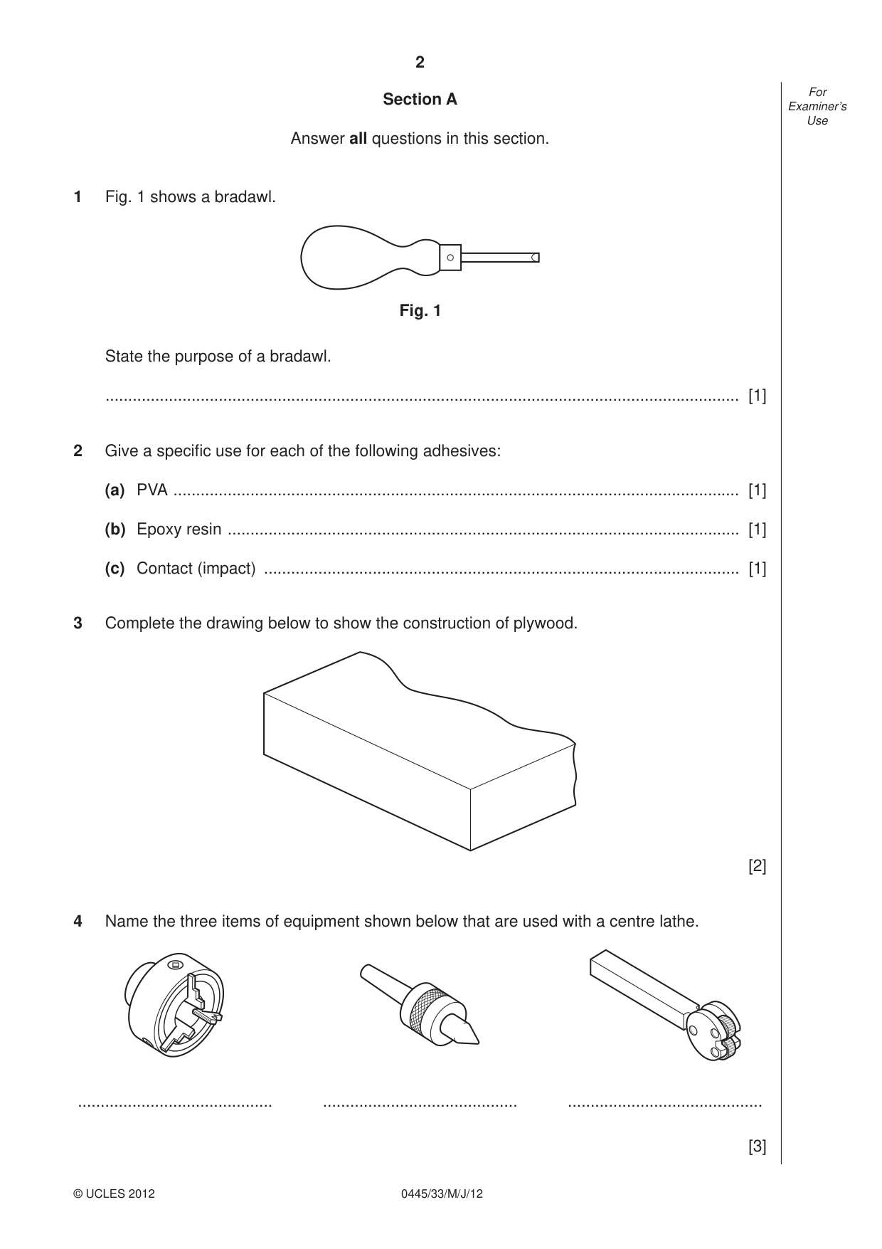 Cambridge IGCSE Design and Technology 0445 2012 May/June Paper 3 · Variant 3 question paper, page 2 of 16