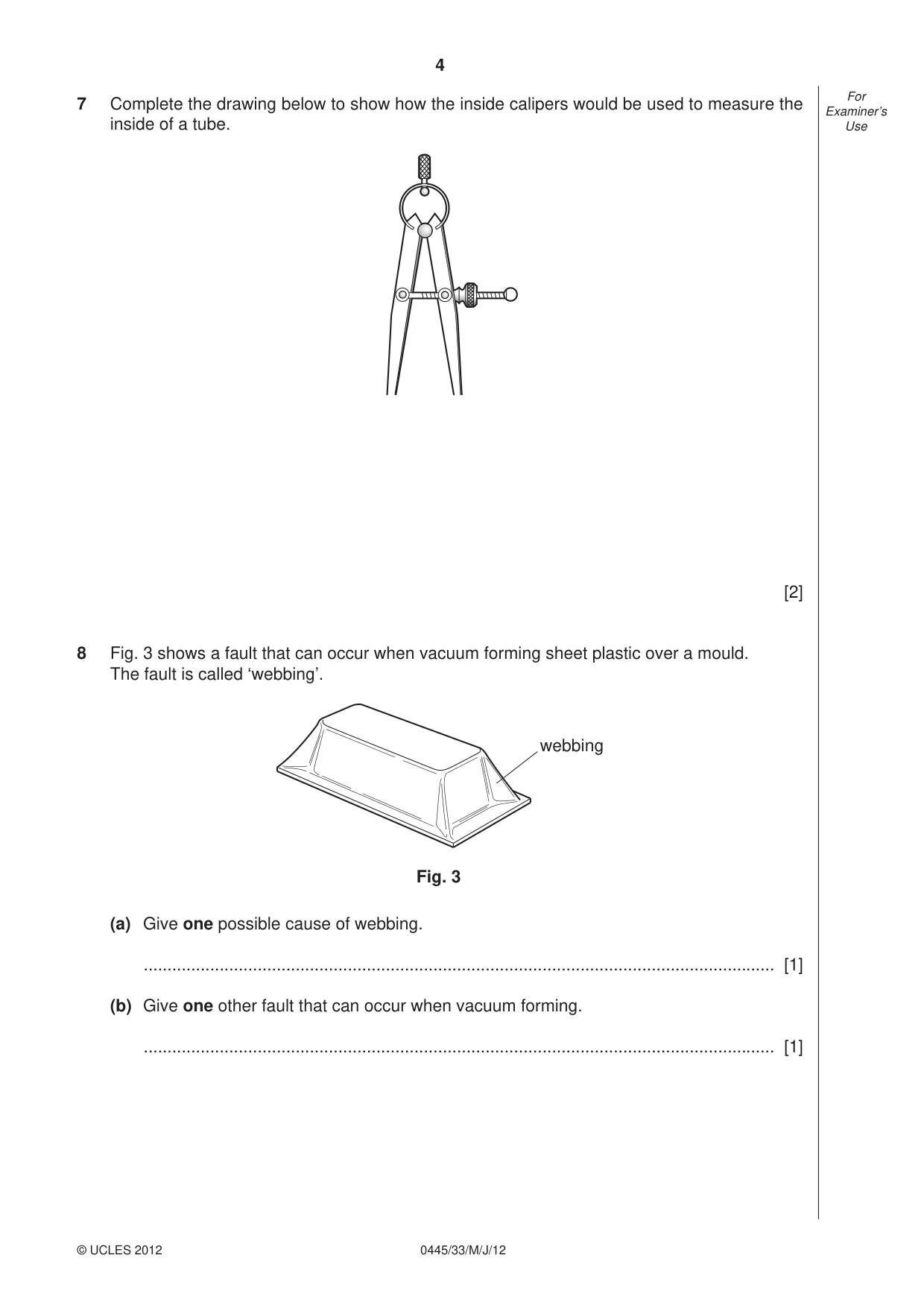 Cambridge IGCSE Design and Technology 0445 2012 May/June Paper 3 · Variant 3 question paper, page 4 of 16