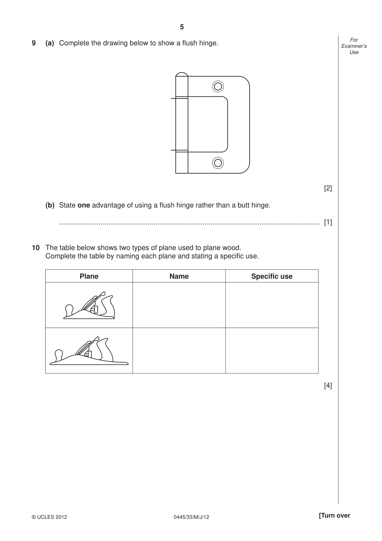 Cambridge IGCSE Design and Technology 0445 2012 May/June Paper 3 · Variant 3 question paper, page 5 of 16