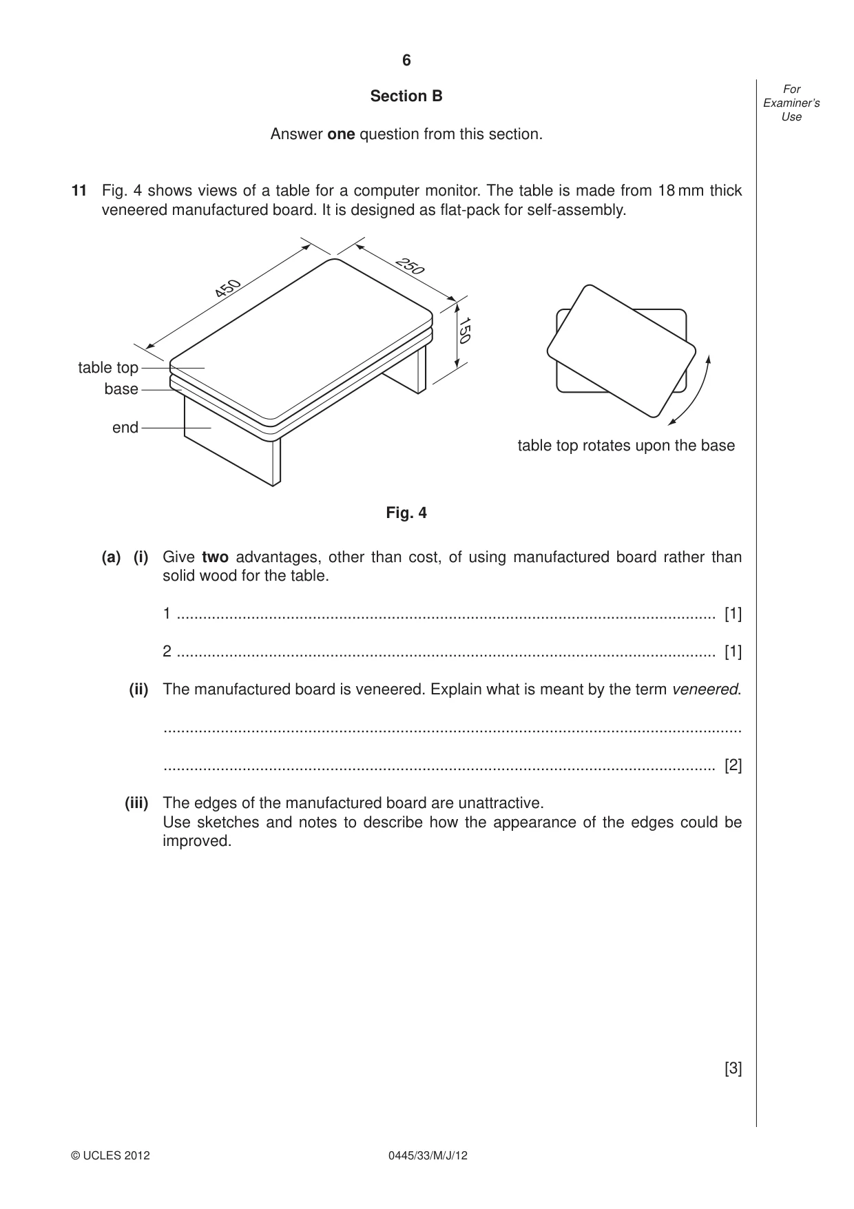 Cambridge IGCSE Design and Technology 0445 2012 May/June Paper 3 · Variant 3 question paper, page 6 of 16