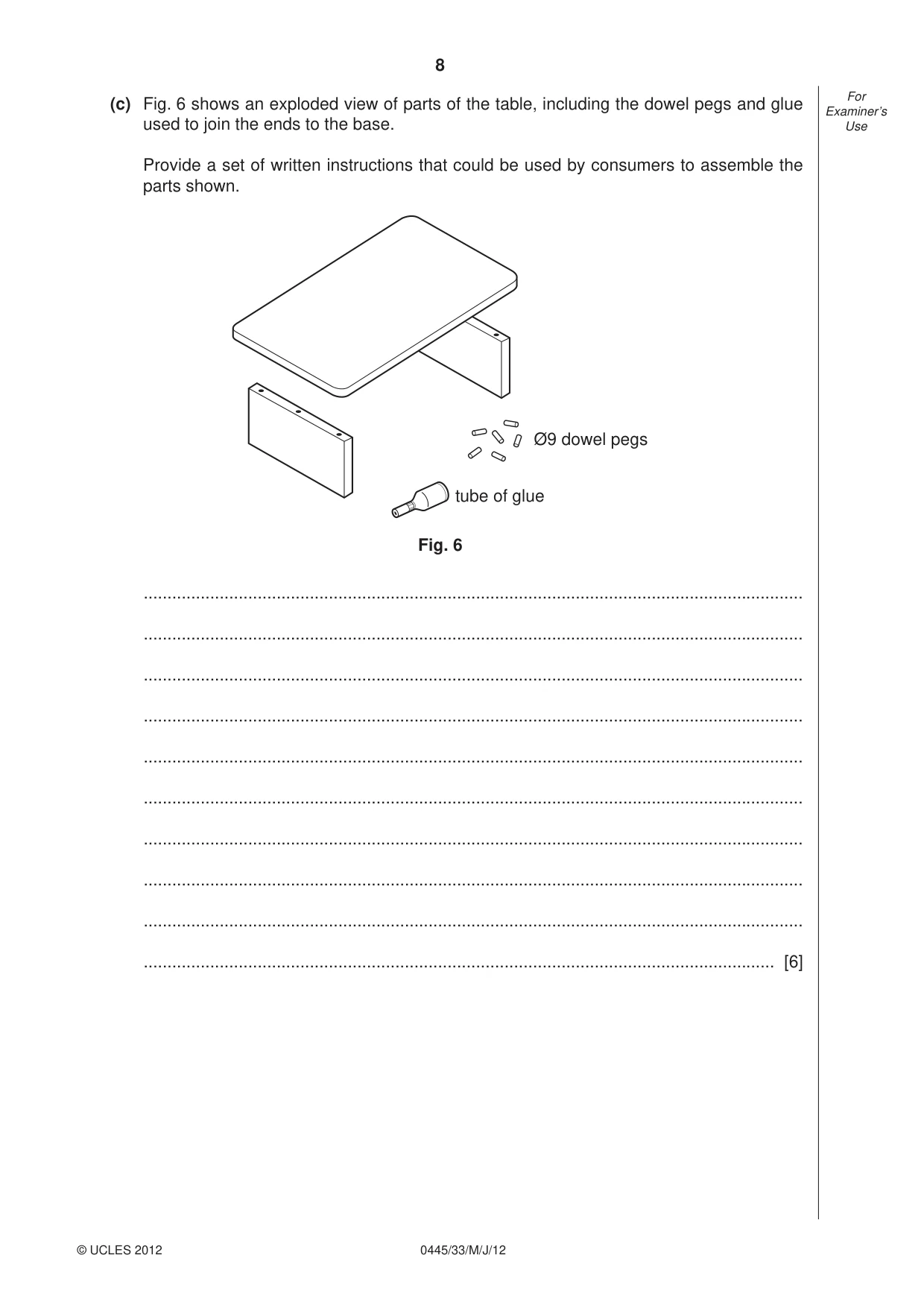 Cambridge IGCSE Design and Technology 0445 2012 May/June Paper 3 · Variant 3 question paper, page 8 of 16