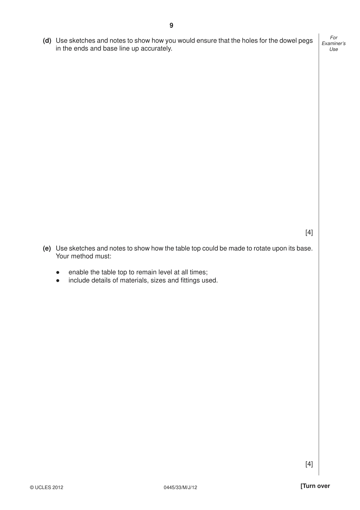 Cambridge IGCSE Design and Technology 0445 2012 May/June Paper 3 · Variant 3 question paper, page 9 of 16