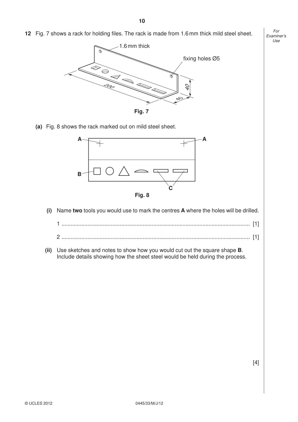 Cambridge IGCSE Design and Technology 0445 2012 May/June Paper 3 · Variant 3 question paper, page 10 of 16
