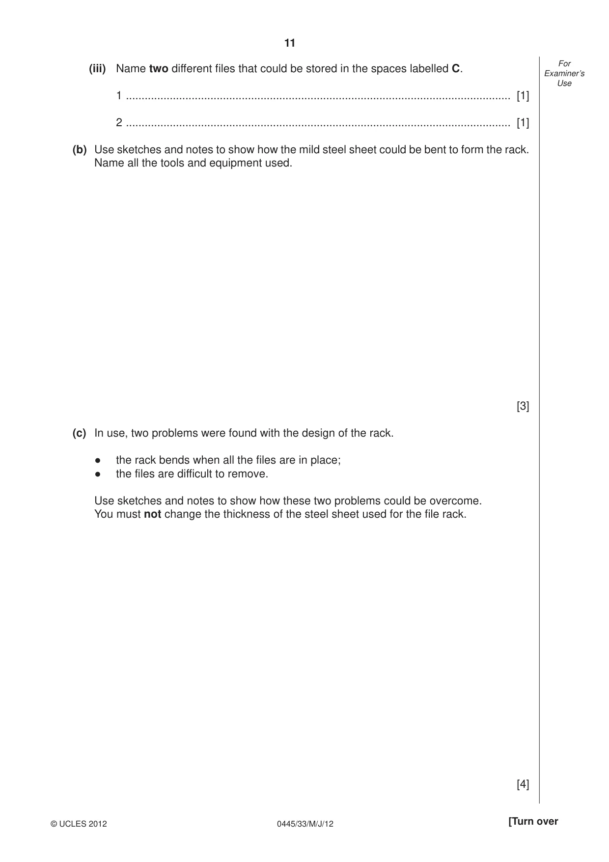 Cambridge IGCSE Design and Technology 0445 2012 May/June Paper 3 · Variant 3 question paper, page 11 of 16