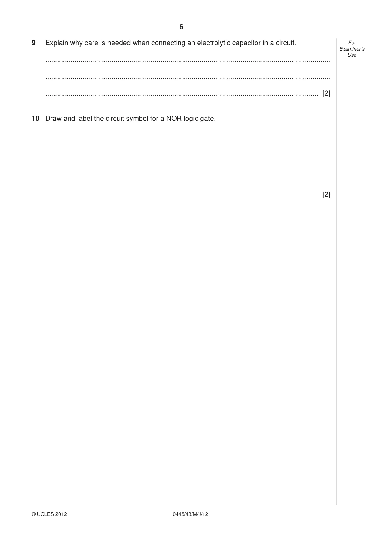 Cambridge IGCSE Design and Technology 0445 2012 May/June Paper 4 · Variant 3 question paper, page 6 of 16