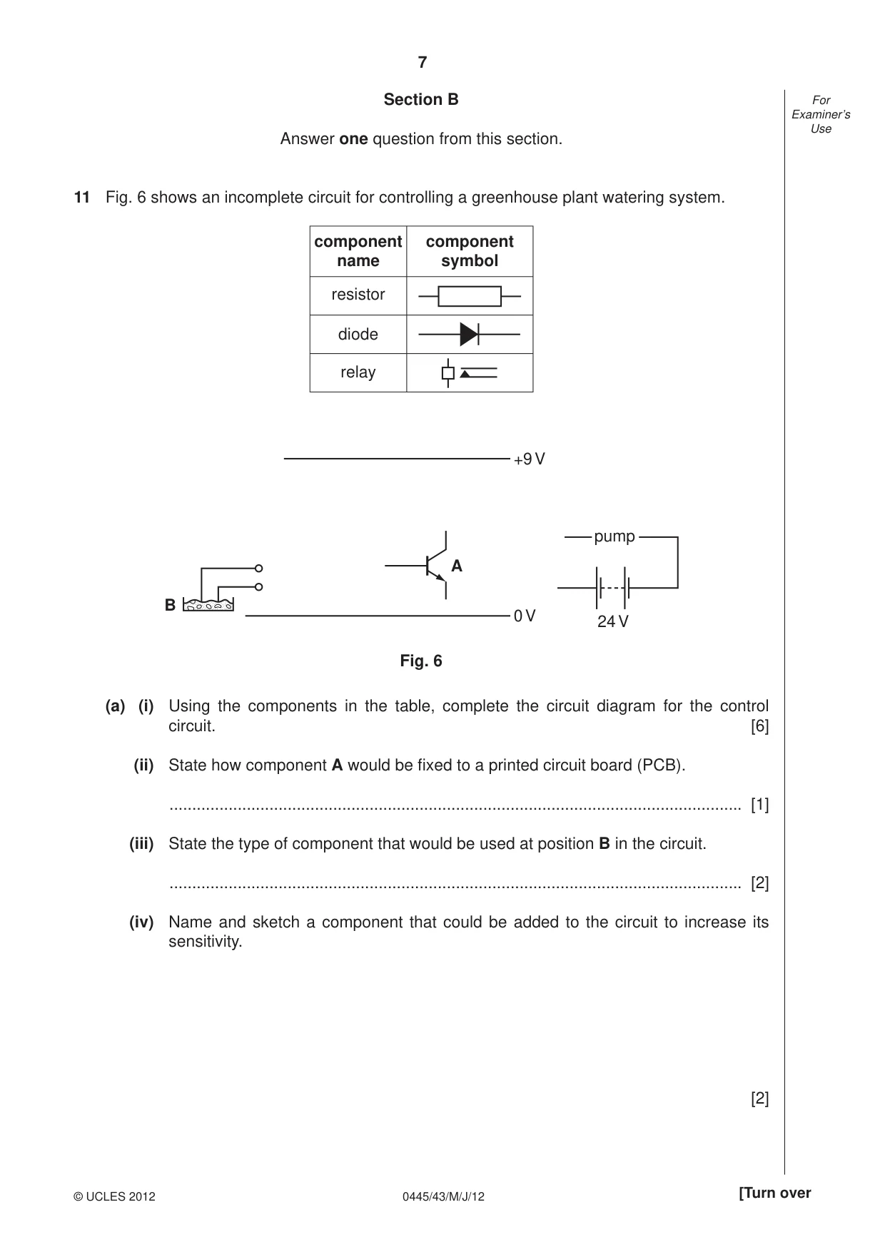 Cambridge IGCSE Design and Technology 0445 2012 May/June Paper 4 · Variant 3 question paper, page 7 of 16