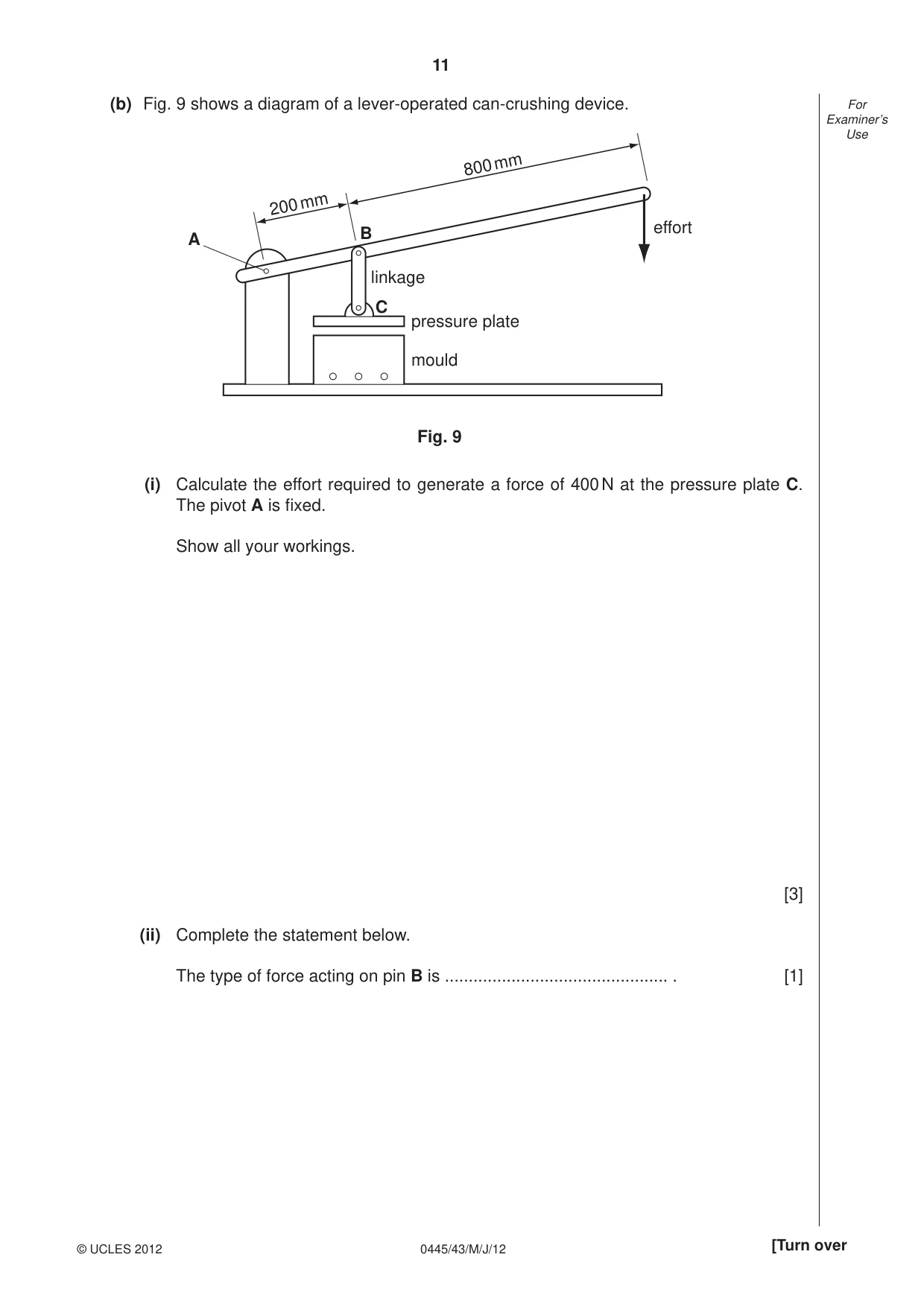Cambridge IGCSE Design and Technology 0445 2012 May/June Paper 4 · Variant 3 question paper, page 11 of 16