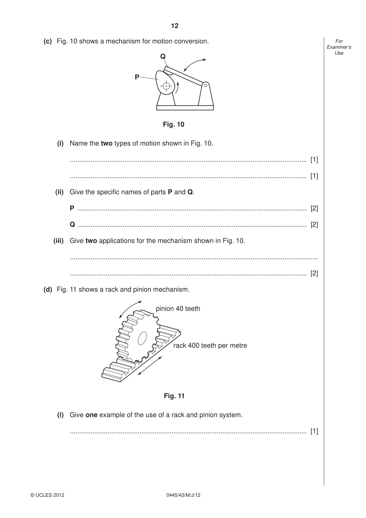 Cambridge IGCSE Design and Technology 0445 2012 May/June Paper 4 · Variant 3 question paper, page 12 of 16