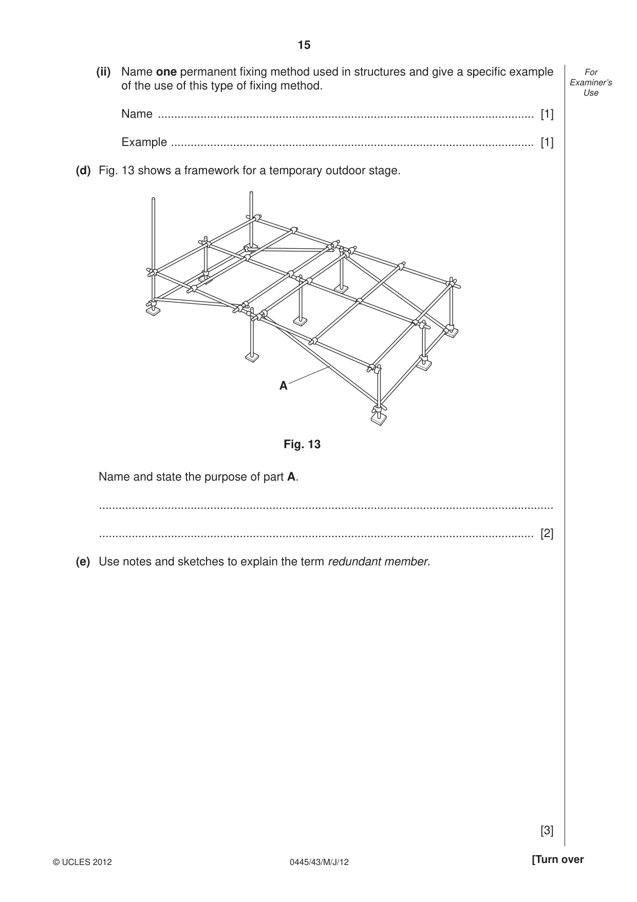 Cambridge IGCSE Design and Technology 0445 2012 May/June Paper 4 · Variant 3 question paper, page 15 of 16