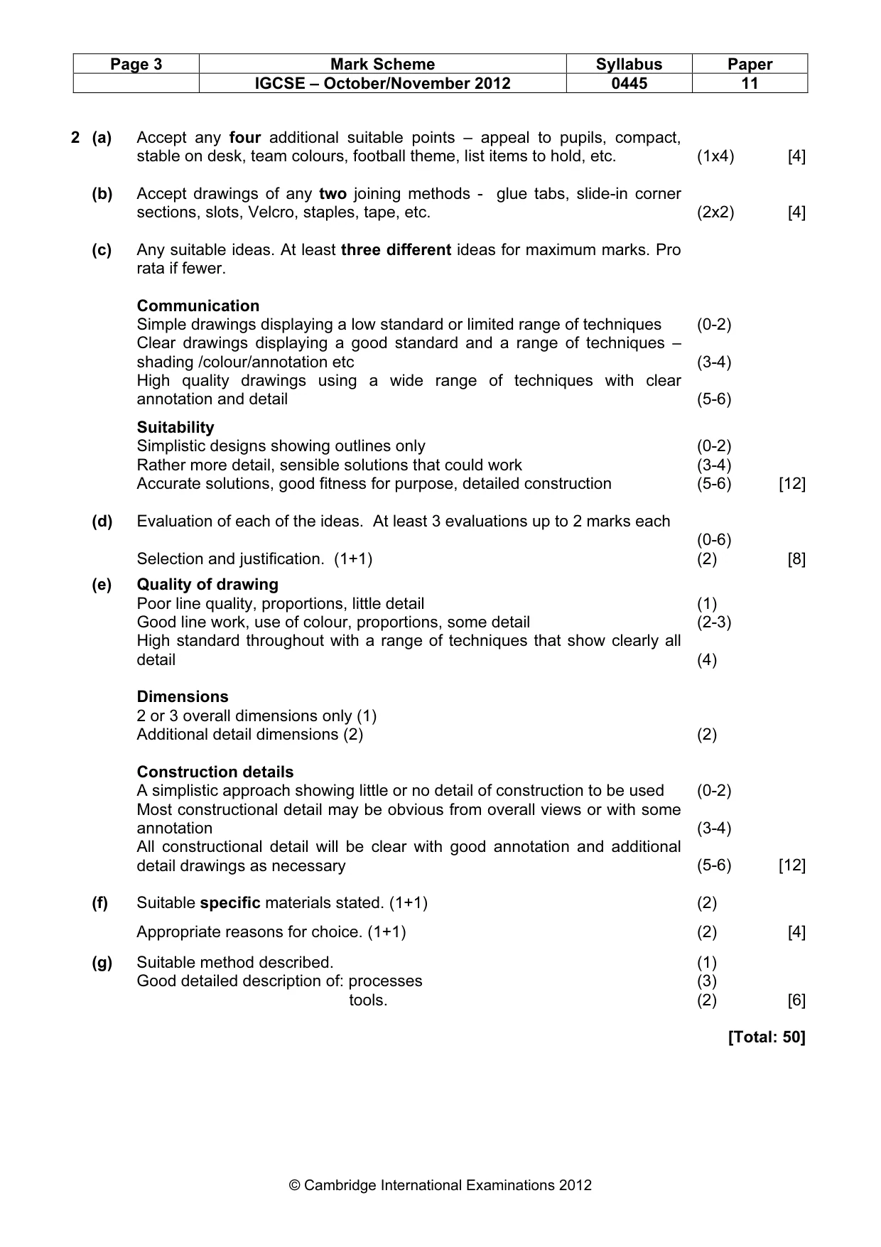 Mark scheme, page 3 of 4