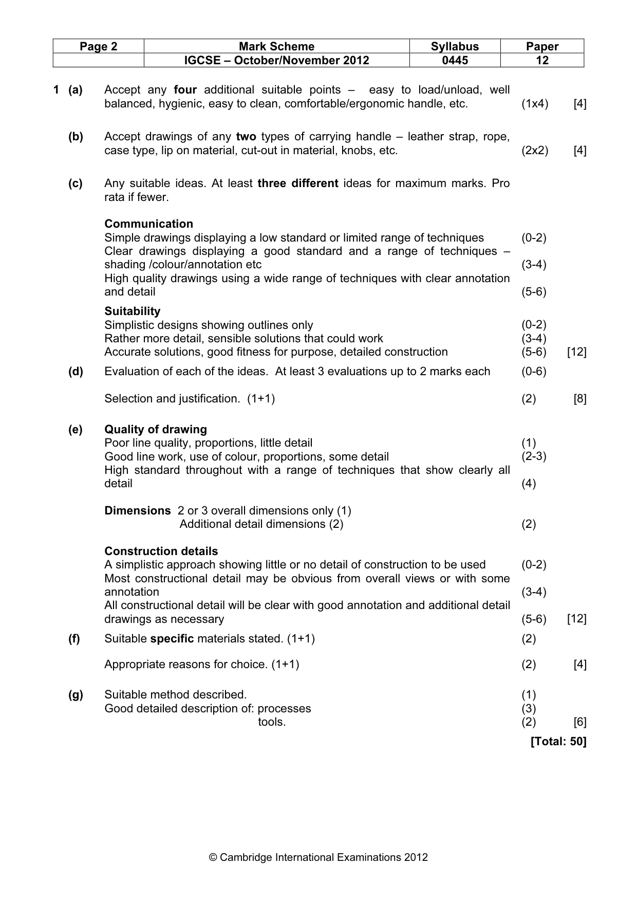 Mark scheme, page 2 of 4