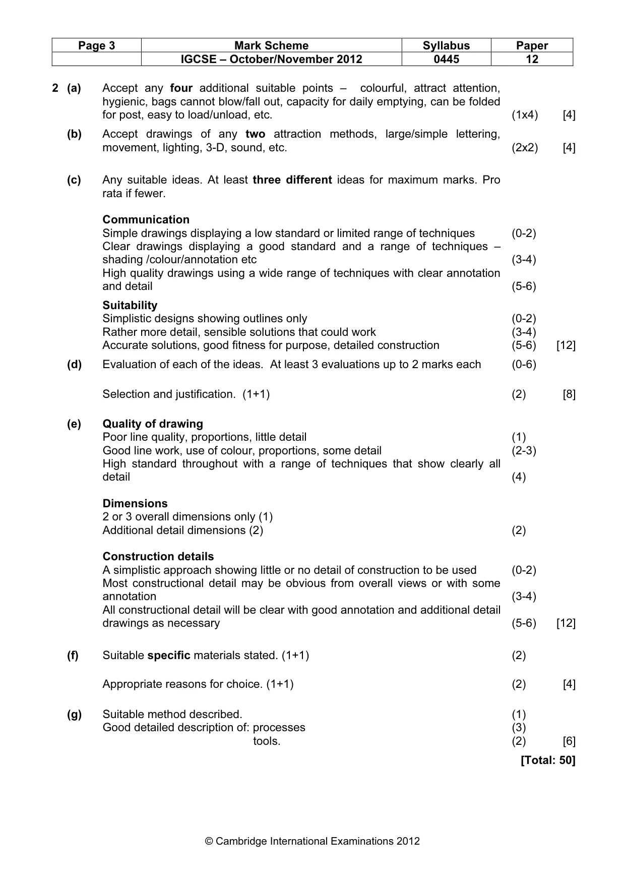 Mark scheme, page 3 of 4