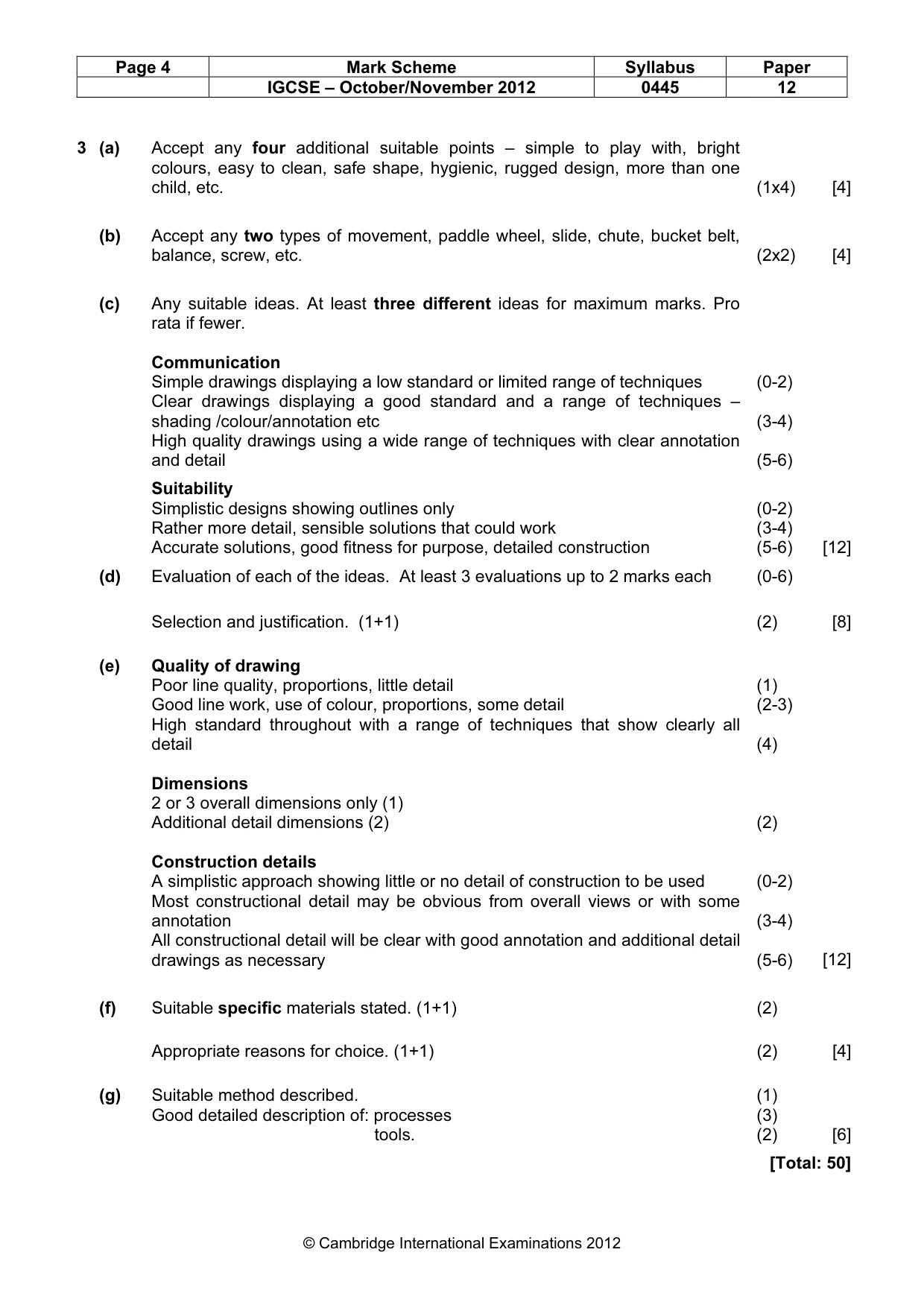 Mark scheme, page 4 of 4