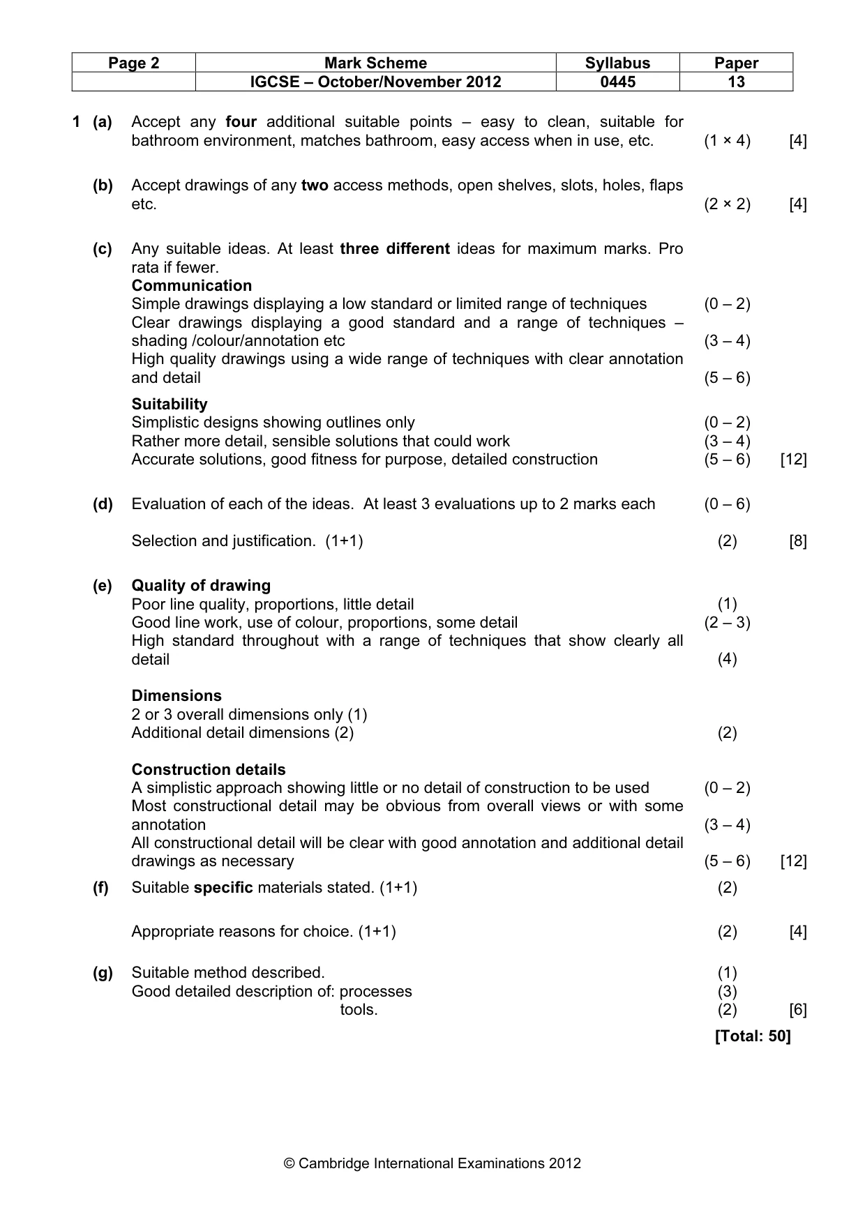 Mark scheme, page 2 of 4