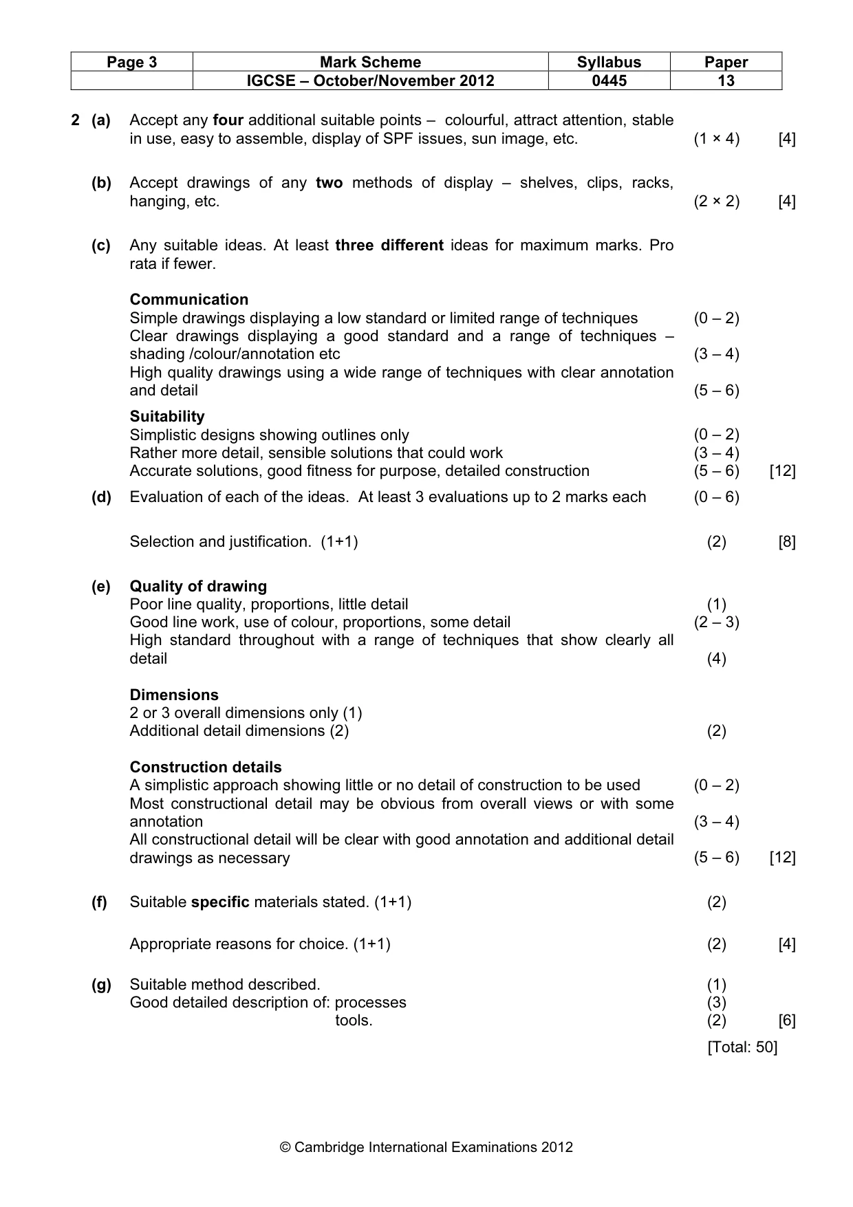 Mark scheme, page 3 of 4