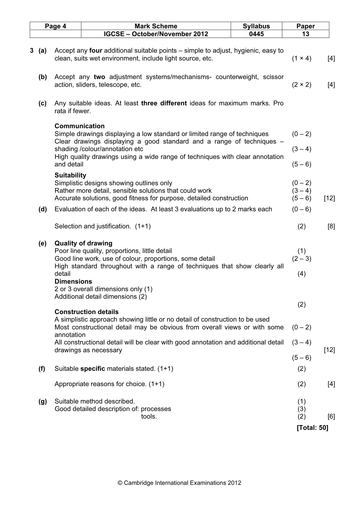 Mark scheme, page 4 of 4