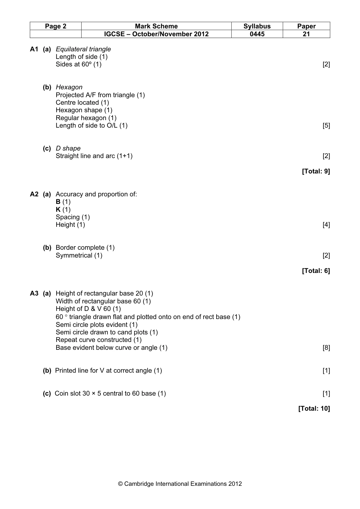 Mark scheme, page 2 of 4