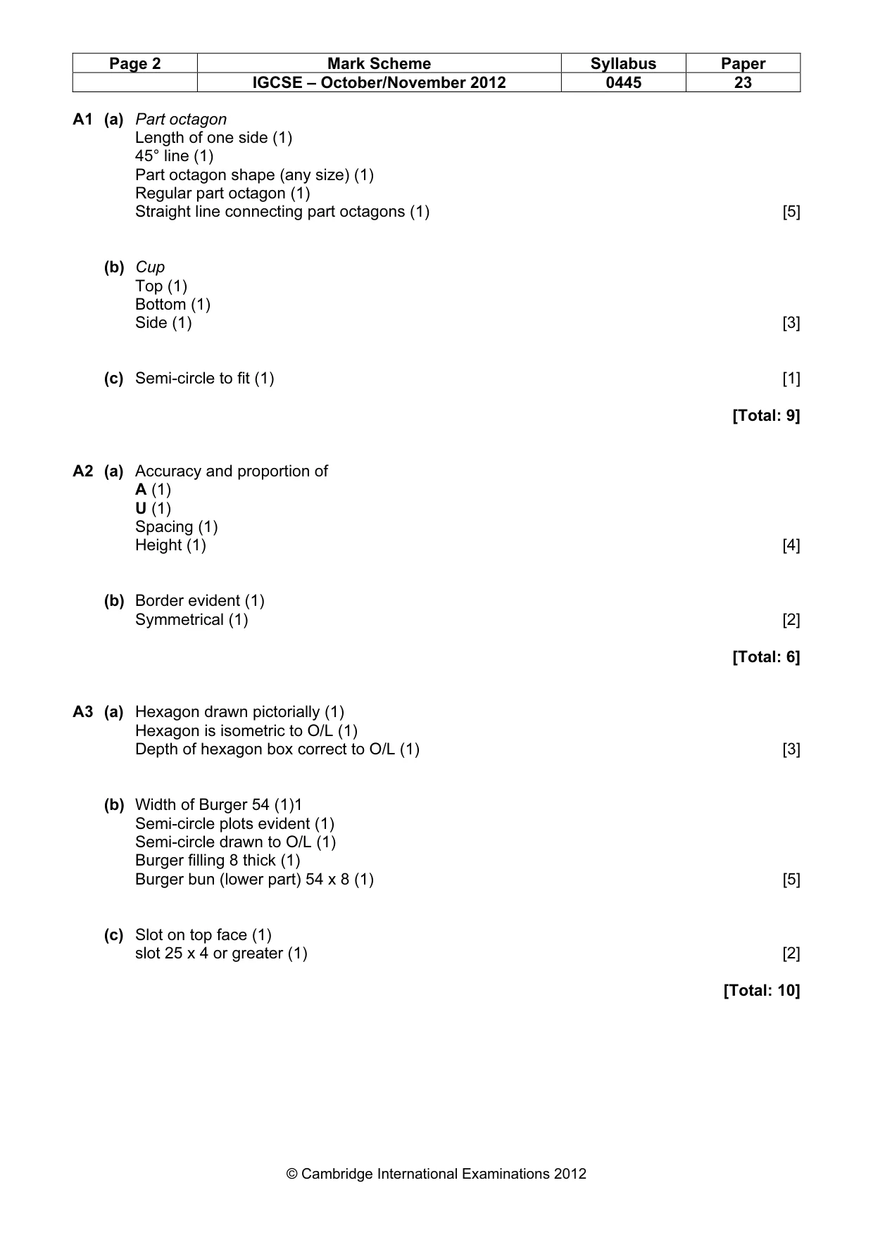 Mark scheme, page 2 of 4