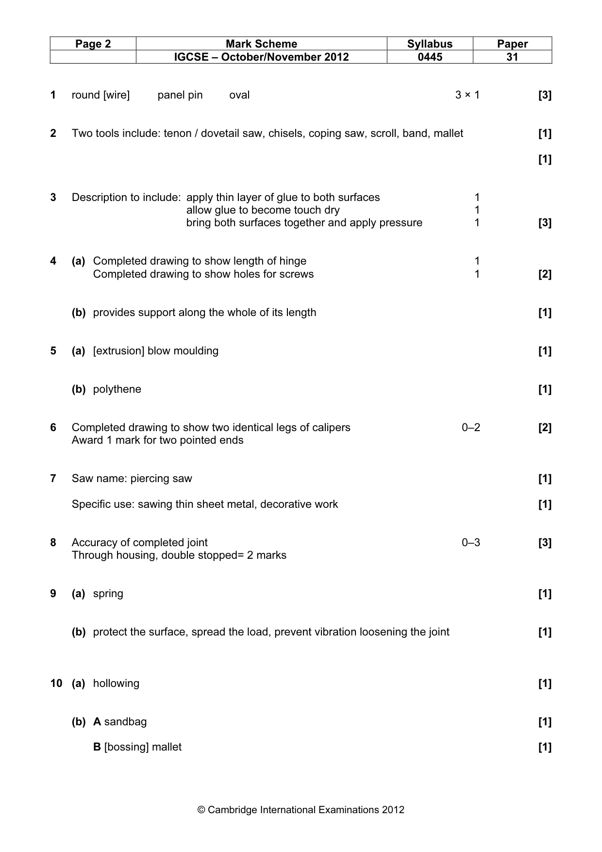 Mark scheme, page 2 of 5