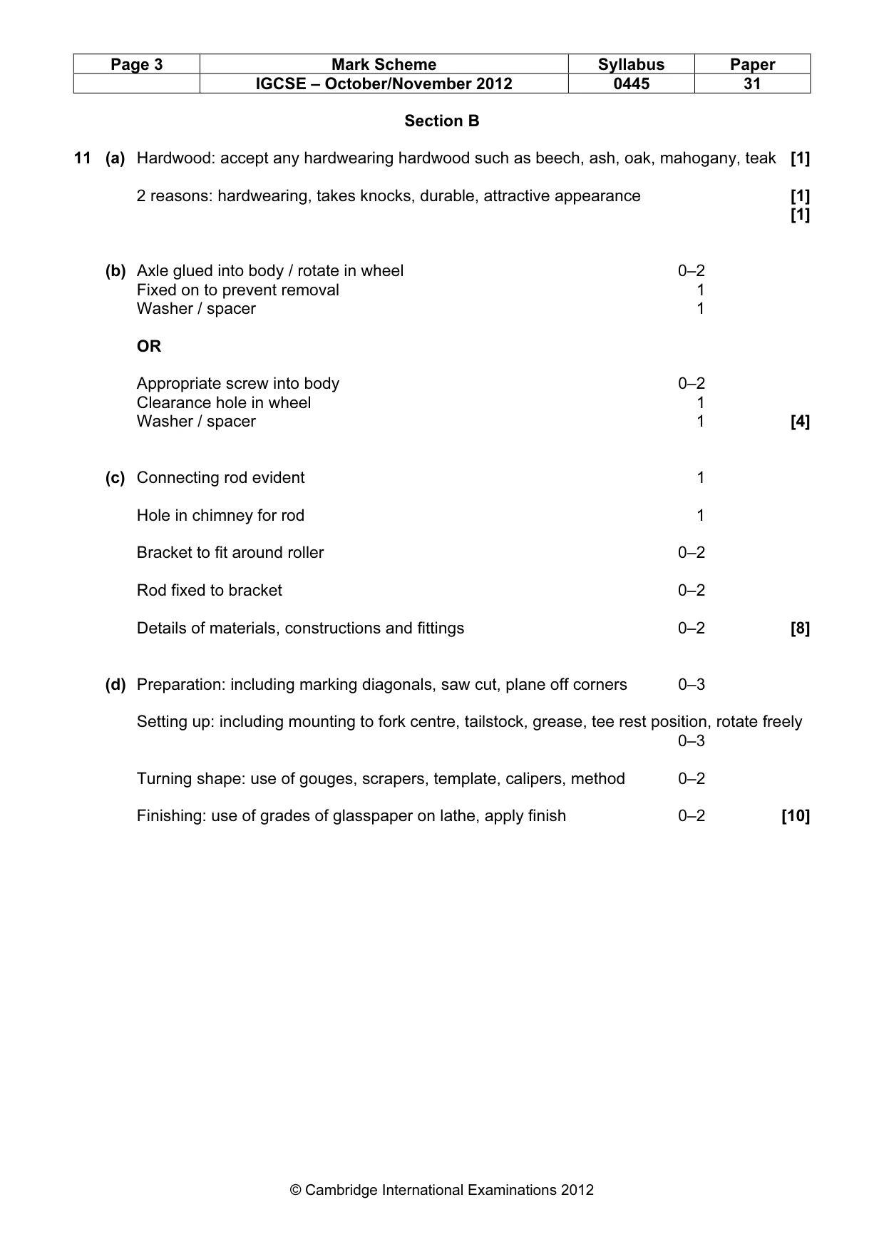 Mark scheme, page 3 of 5