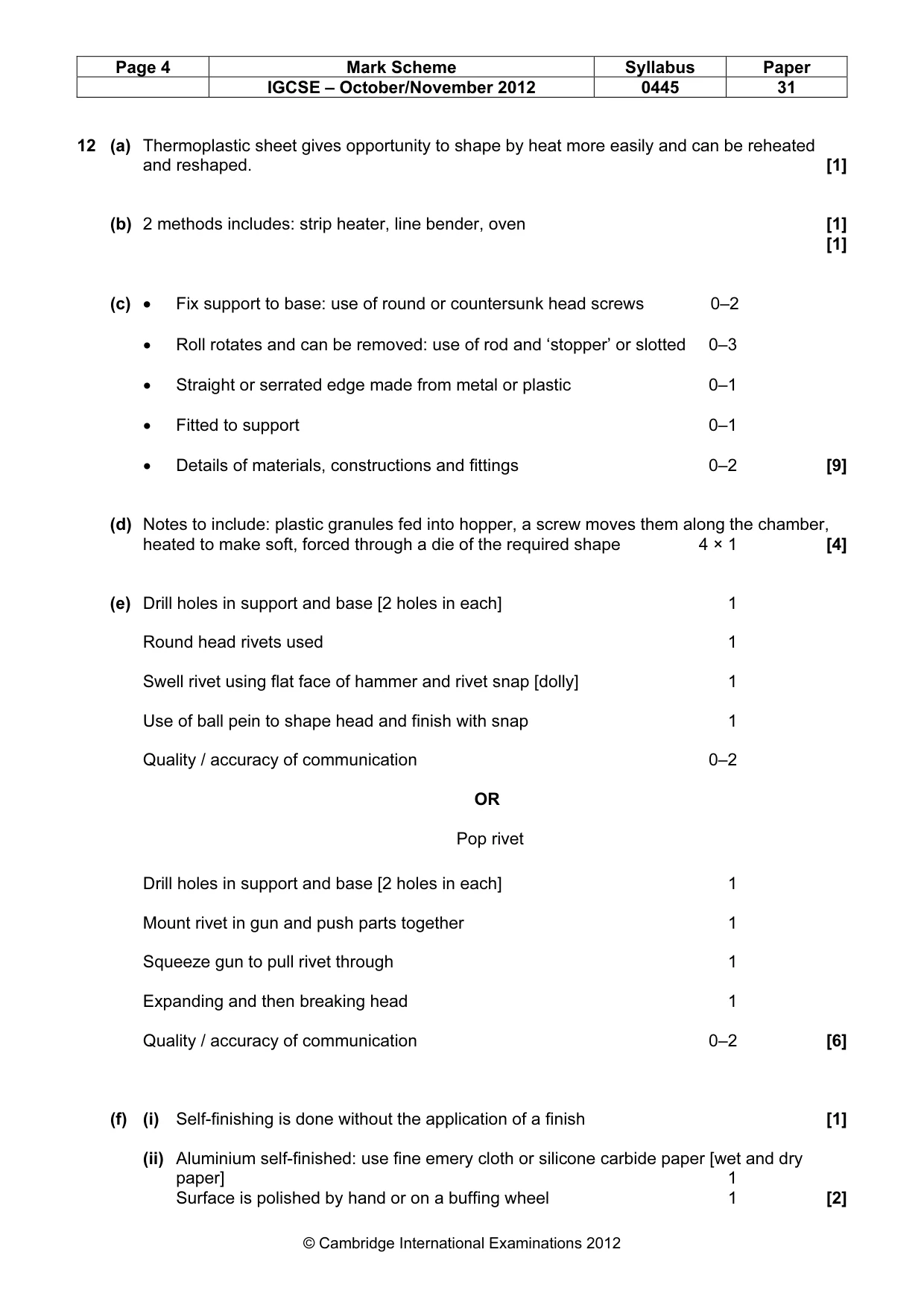 Mark scheme, page 4 of 5