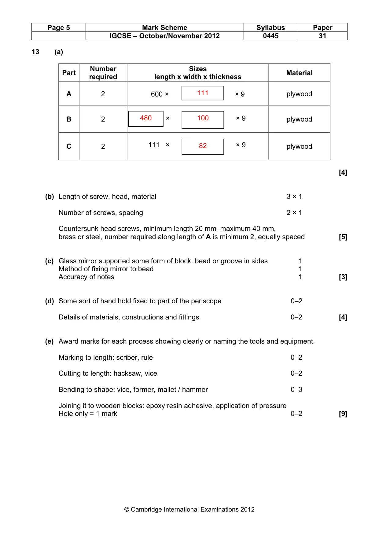Mark scheme, page 5 of 5