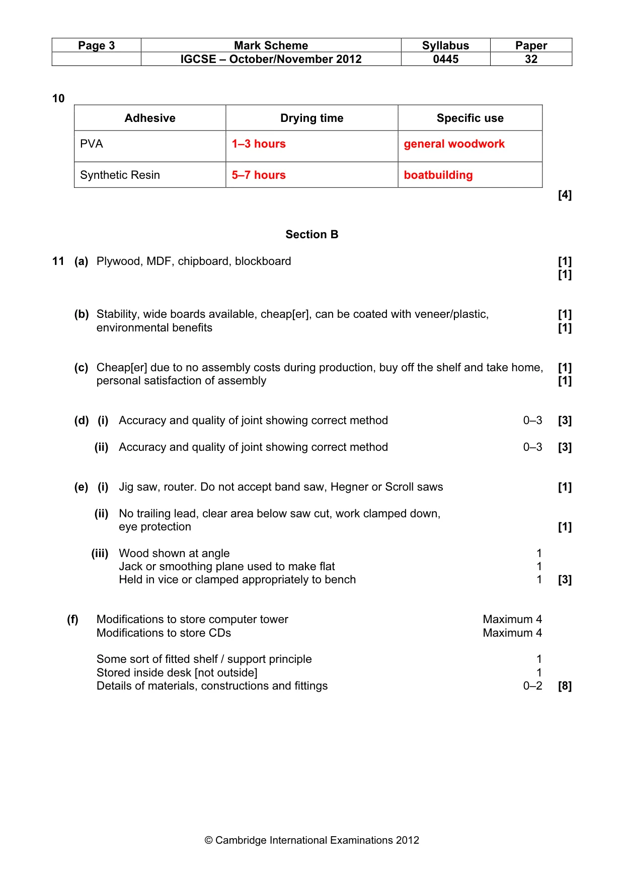 Mark scheme, page 3 of 5