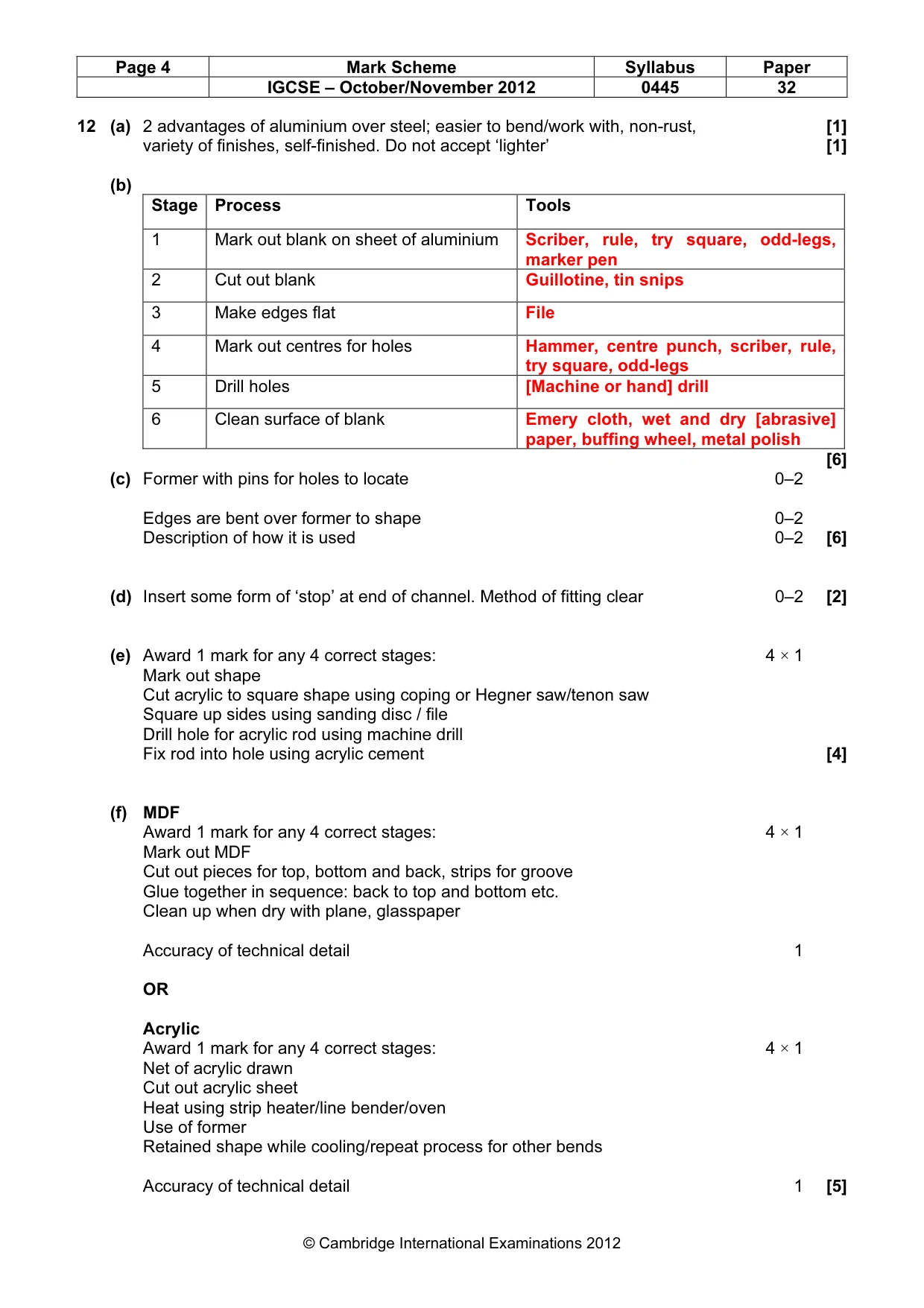 Mark scheme, page 4 of 5