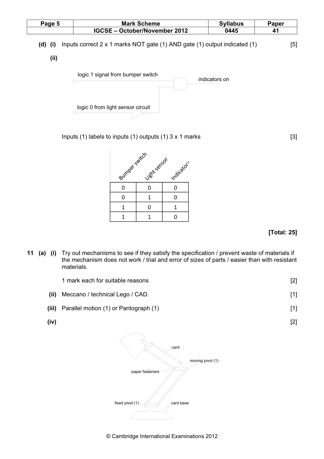 Mark scheme, page 5 of 8