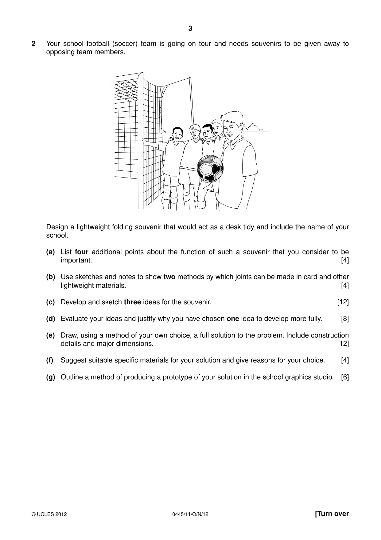 Cambridge IGCSE Design and Technology 0445 2012 Oct/Nov Paper 1 · Variant 1 question paper, page 3 of 4