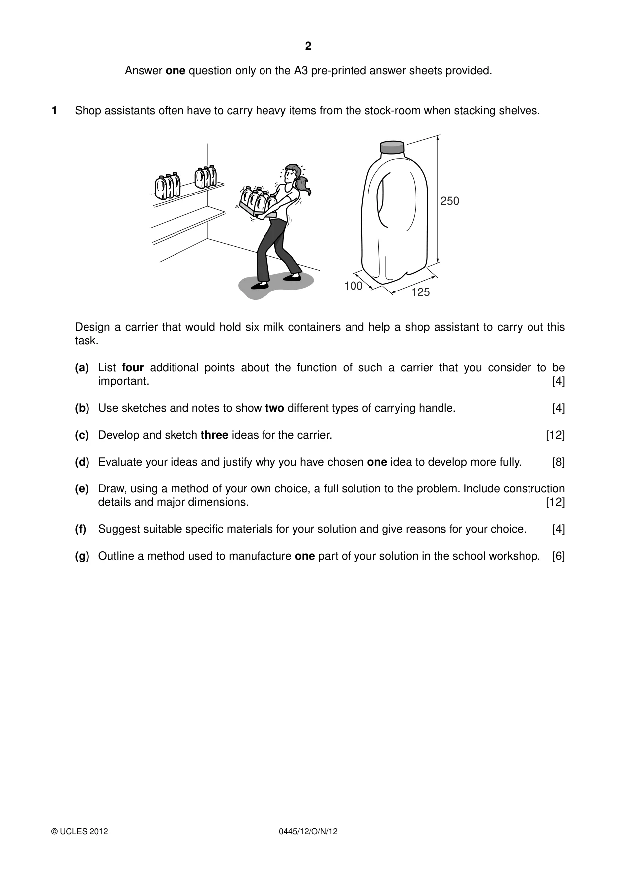 Cambridge IGCSE Design and Technology 0445 2012 Oct/Nov Paper 1 · Variant 2 question paper, page 2 of 4