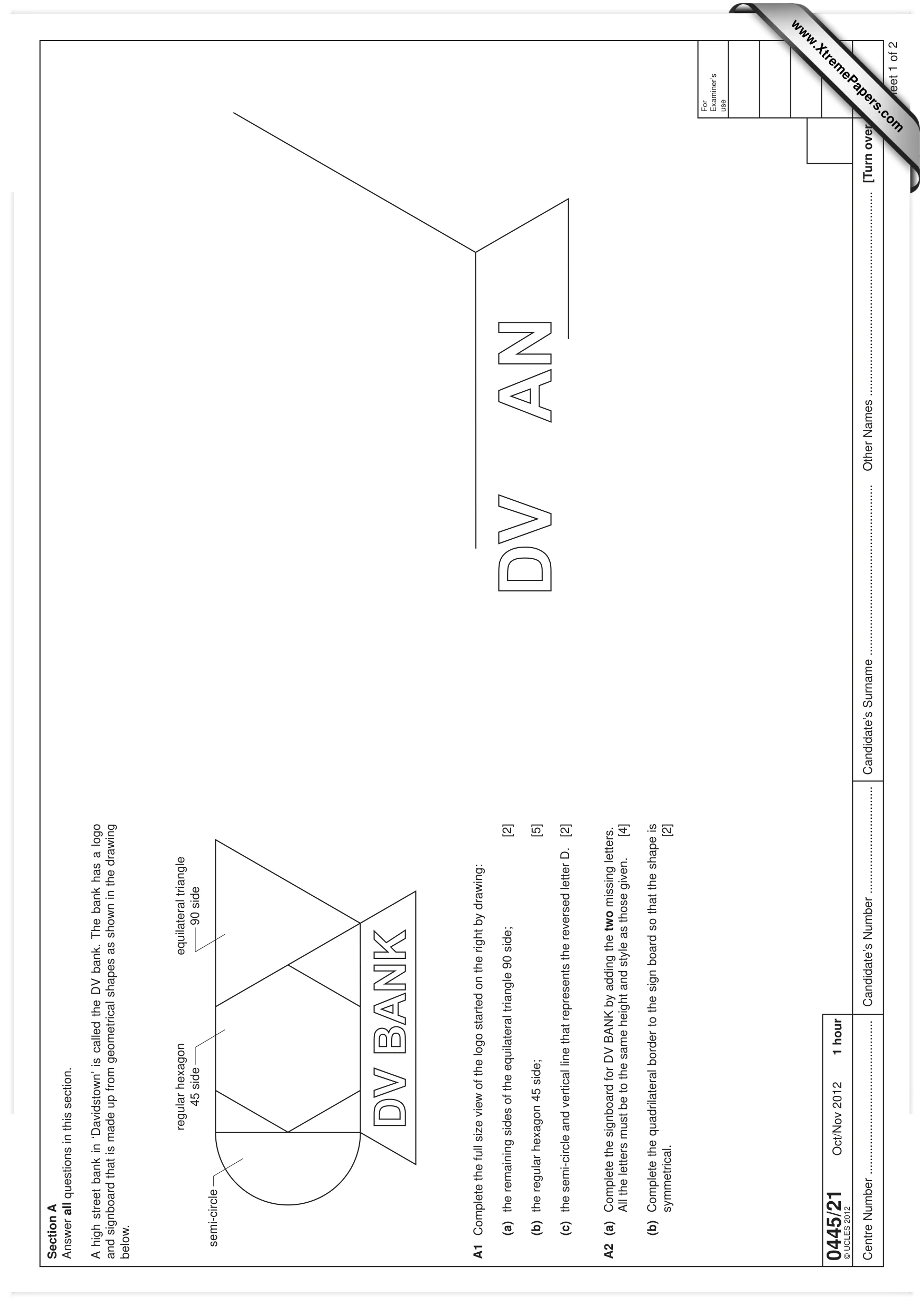 Cambridge IGCSE Design and Technology 0445 2012 Oct/Nov Paper 2 · Variant 1 question paper, page 1 of 4