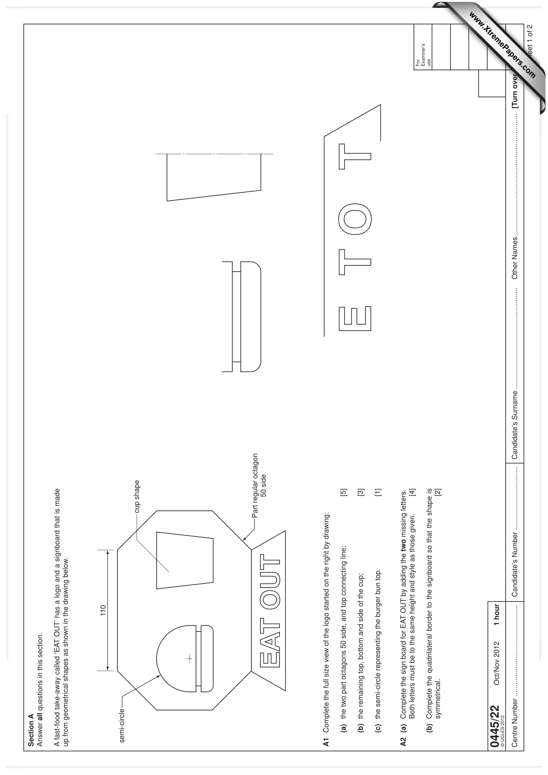 Cambridge IGCSE Design and Technology 0445 2012 Oct/Nov Paper 2 · Variant 2 question paper, page 1 of 4