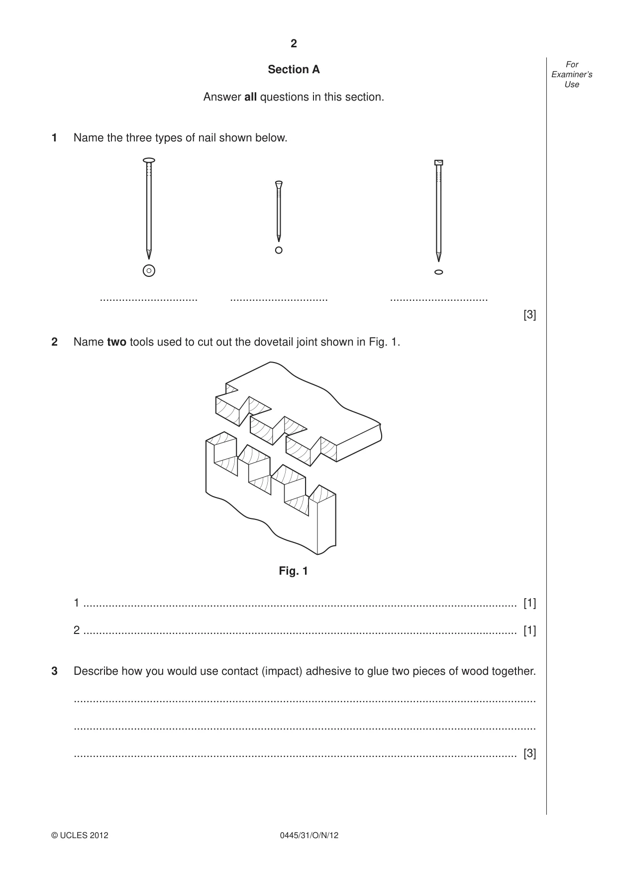 Cambridge IGCSE Design and Technology 0445 2012 Oct/Nov Paper 3 · Variant 1 question paper, page 2 of 16