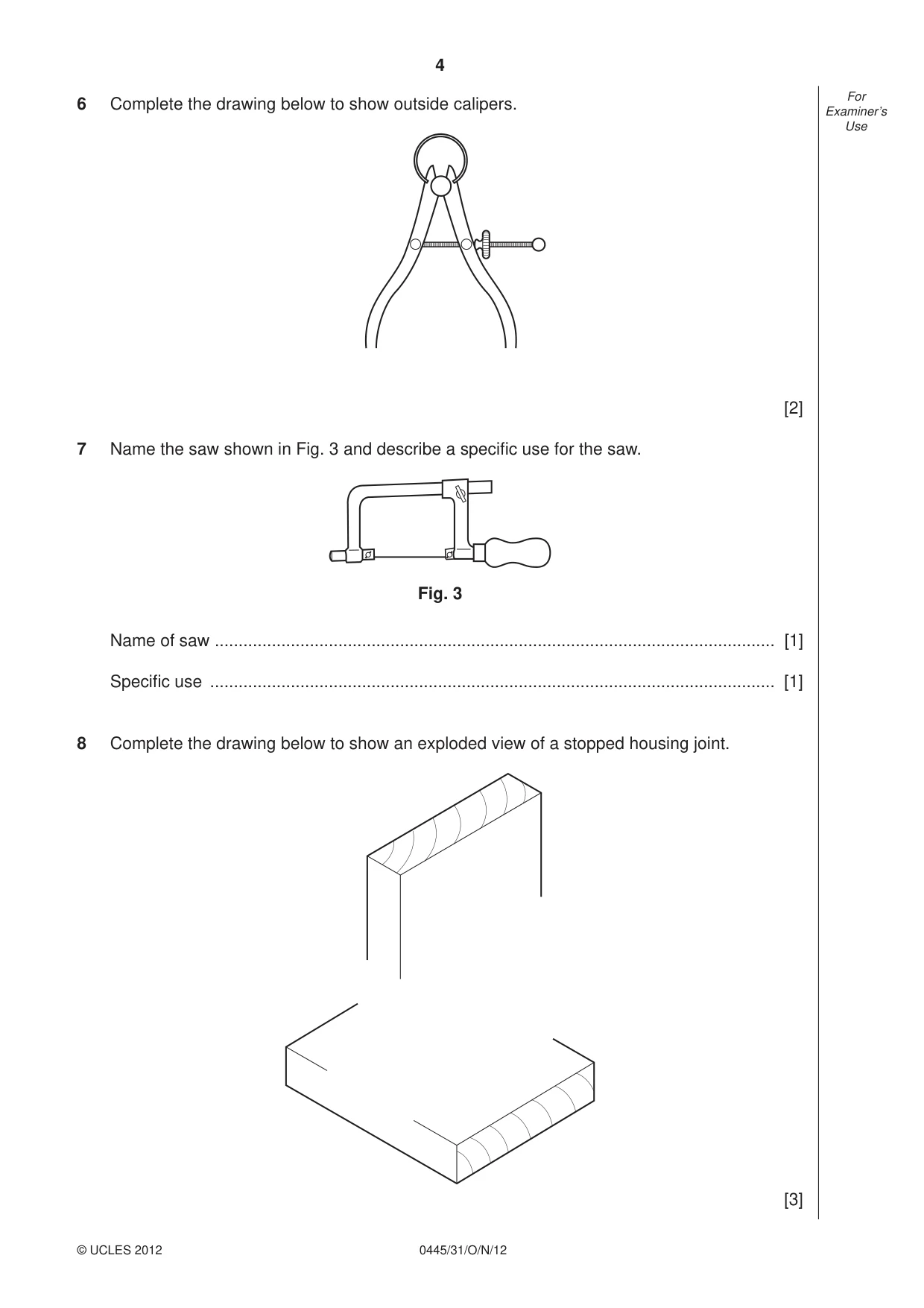 Cambridge IGCSE Design and Technology 0445 2012 Oct/Nov Paper 3 · Variant 1 question paper, page 4 of 16