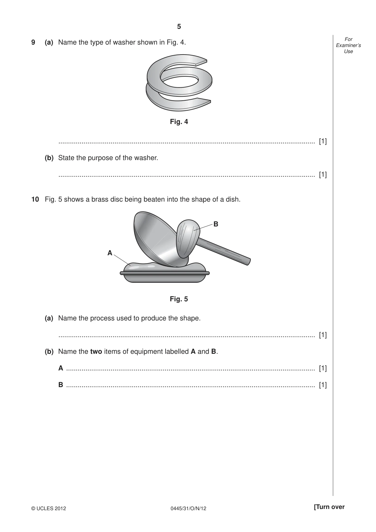 Cambridge IGCSE Design and Technology 0445 2012 Oct/Nov Paper 3 · Variant 1 question paper, page 5 of 16