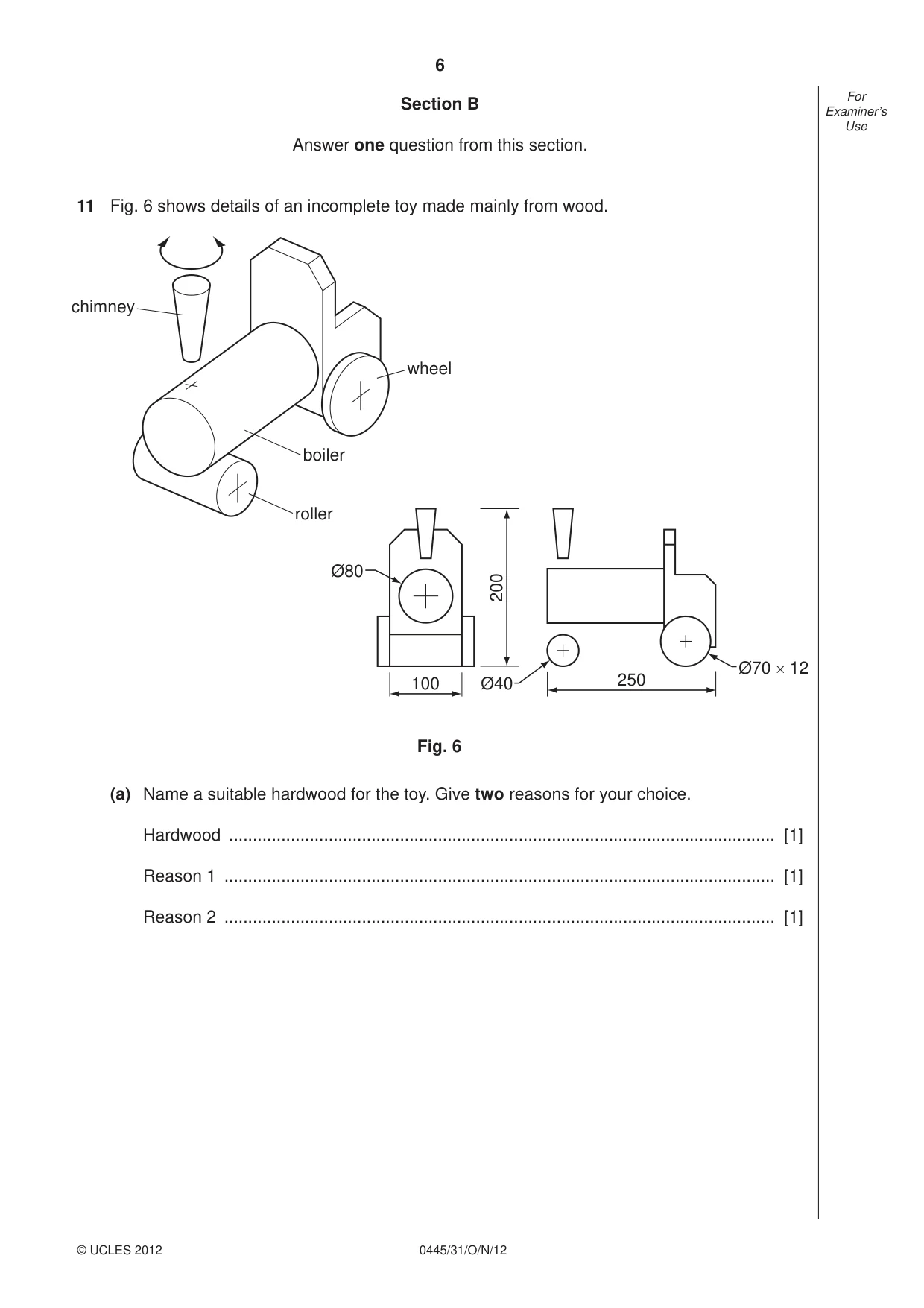 Cambridge IGCSE Design and Technology 0445 2012 Oct/Nov Paper 3 · Variant 1 question paper, page 6 of 16