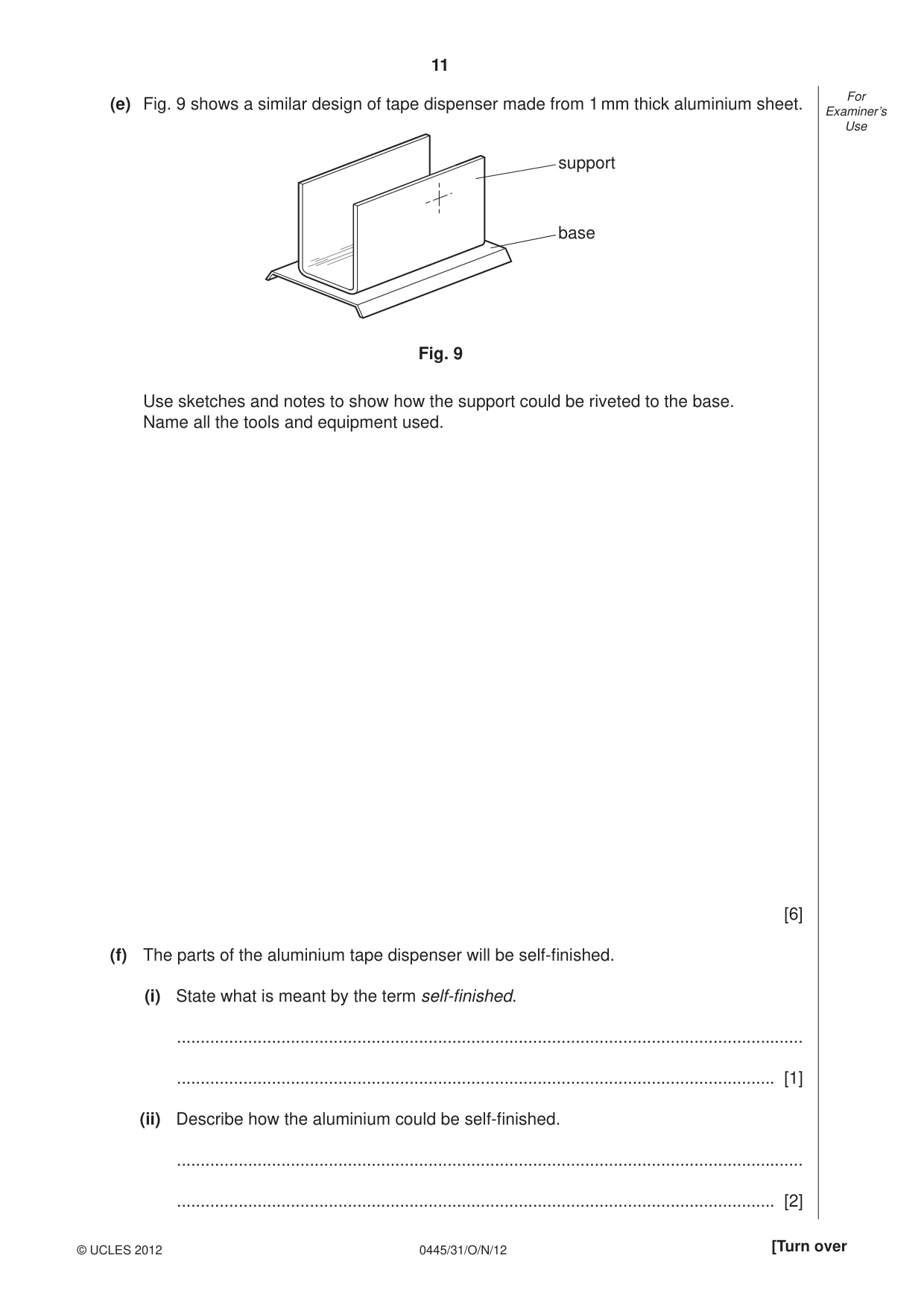 Cambridge IGCSE Design and Technology 0445 2012 Oct/Nov Paper 3 · Variant 1 question paper, page 11 of 16