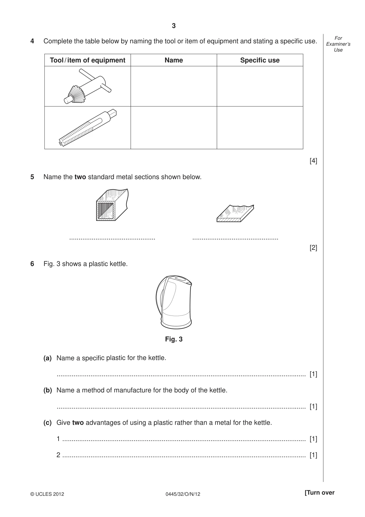 Cambridge IGCSE Design and Technology 0445 2012 Oct/Nov Paper 3 · Variant 2 question paper, page 3 of 16