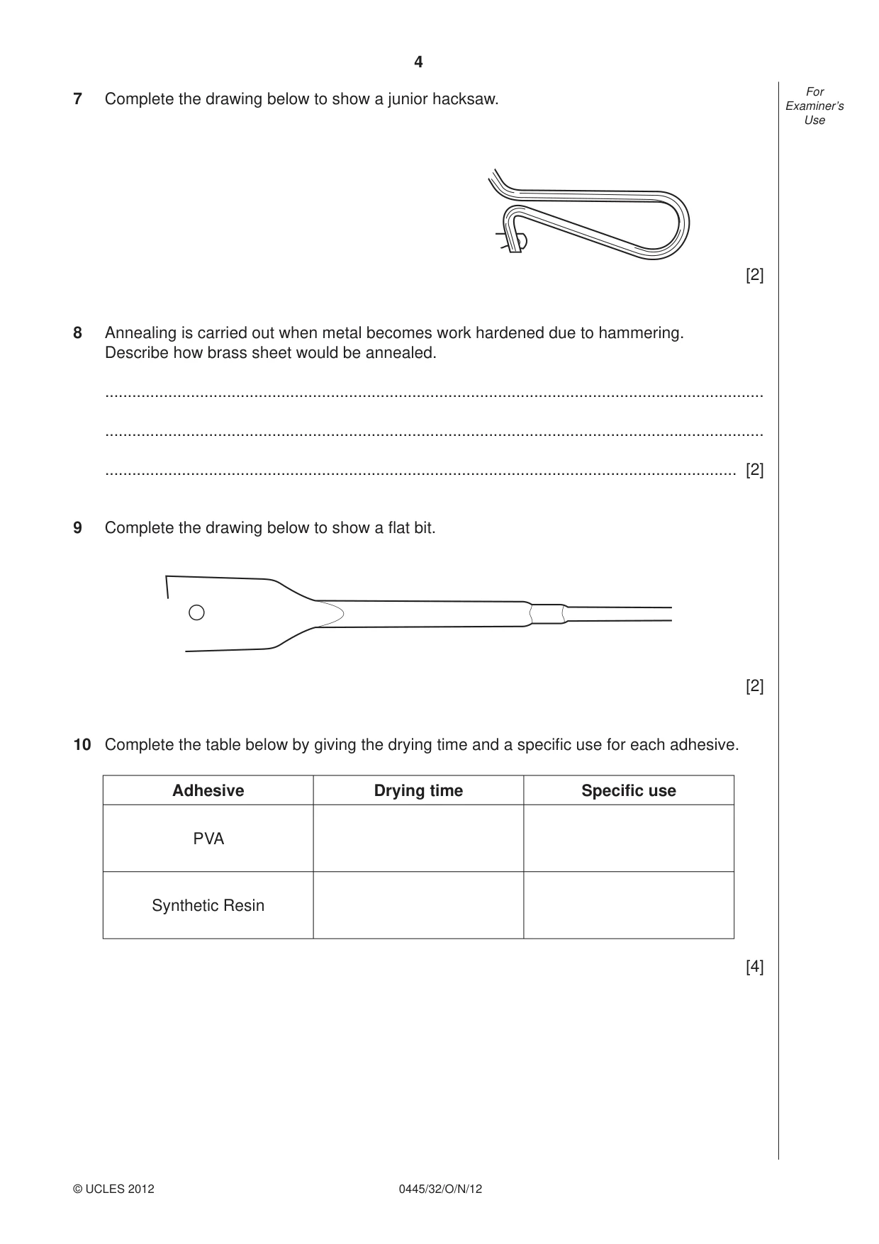 Cambridge IGCSE Design and Technology 0445 2012 Oct/Nov Paper 3 · Variant 2 question paper, page 4 of 16