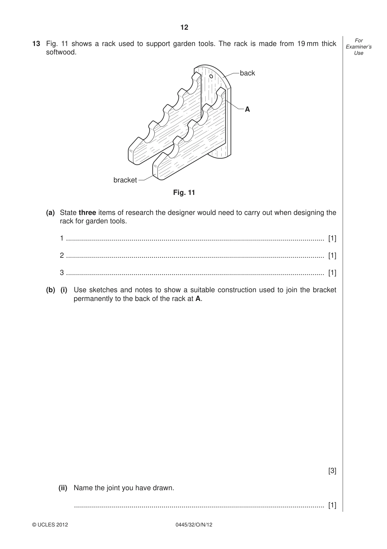 Cambridge IGCSE Design and Technology 0445 2012 Oct/Nov Paper 3 · Variant 2 question paper, page 12 of 16